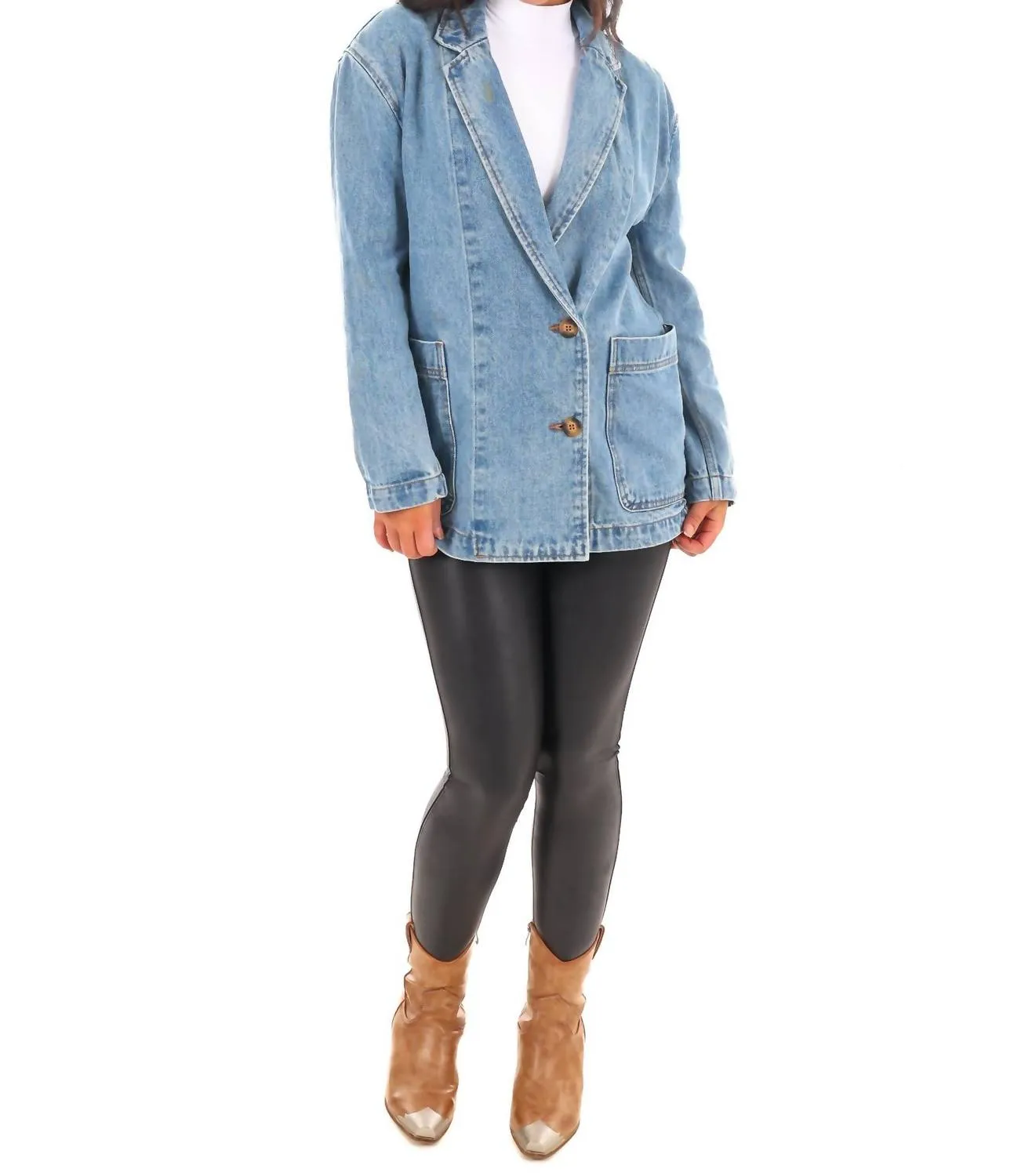 Miou Muse - Oversized Denim Blazer