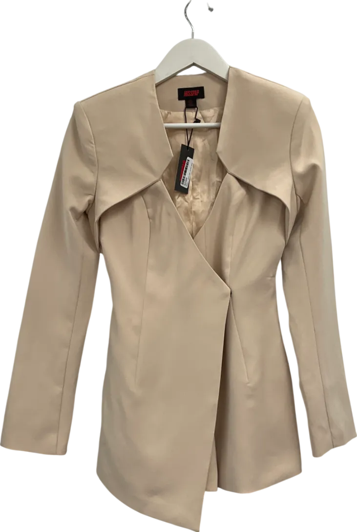 Misspap Nude Asymmetric Blazer Overlay Playsuit UK 6