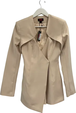 Misspap Nude Asymmetric Blazer Overlay Playsuit UK 6
