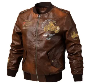motorcycle leather jacket men plus size