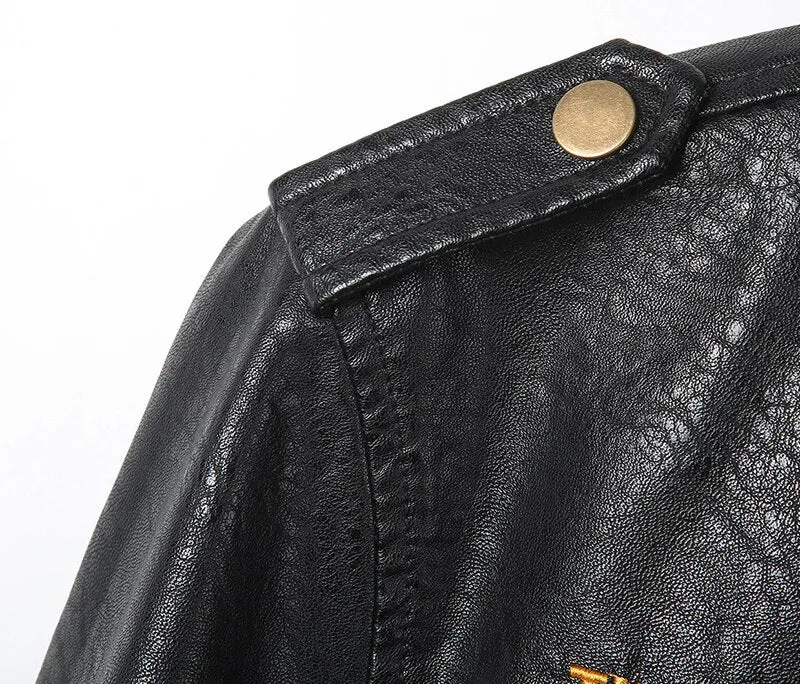 motorcycle leather jacket men plus size