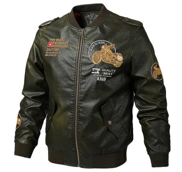 motorcycle leather jacket men plus size