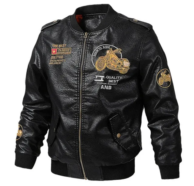 motorcycle leather jacket men plus size