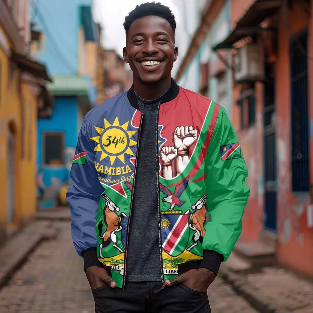 Namibia Independence Day Bomber Jacket Coat Of Arms Curve Style LT14