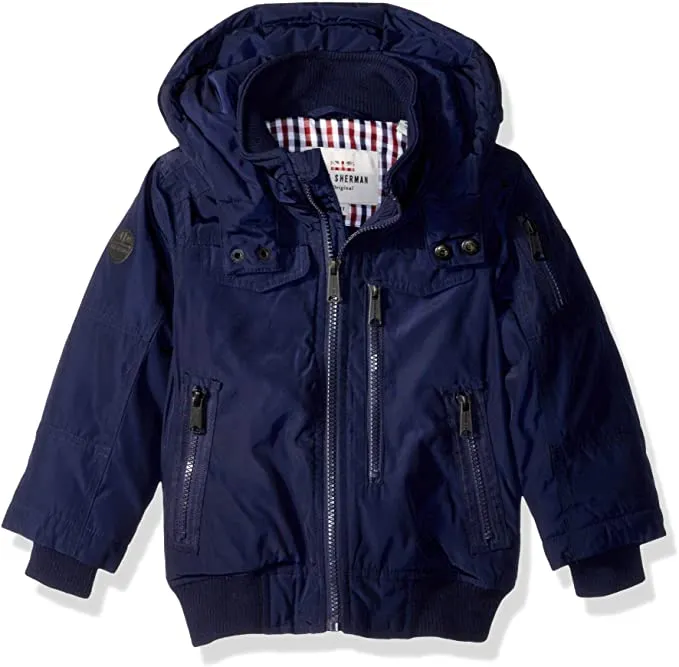 New Nordstroms Navy Blue Ben Sherman Kids Boys Parka Winter Jacket, removable fur trim, Sz 8! Retails $170 