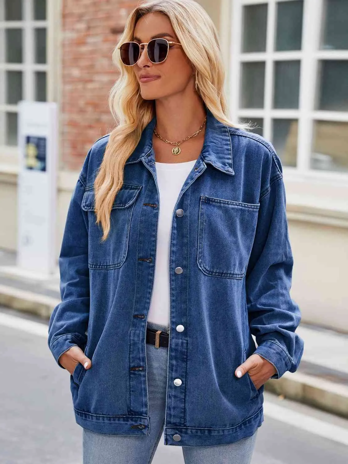 Norah Button Up Denim Jacket with Pockets