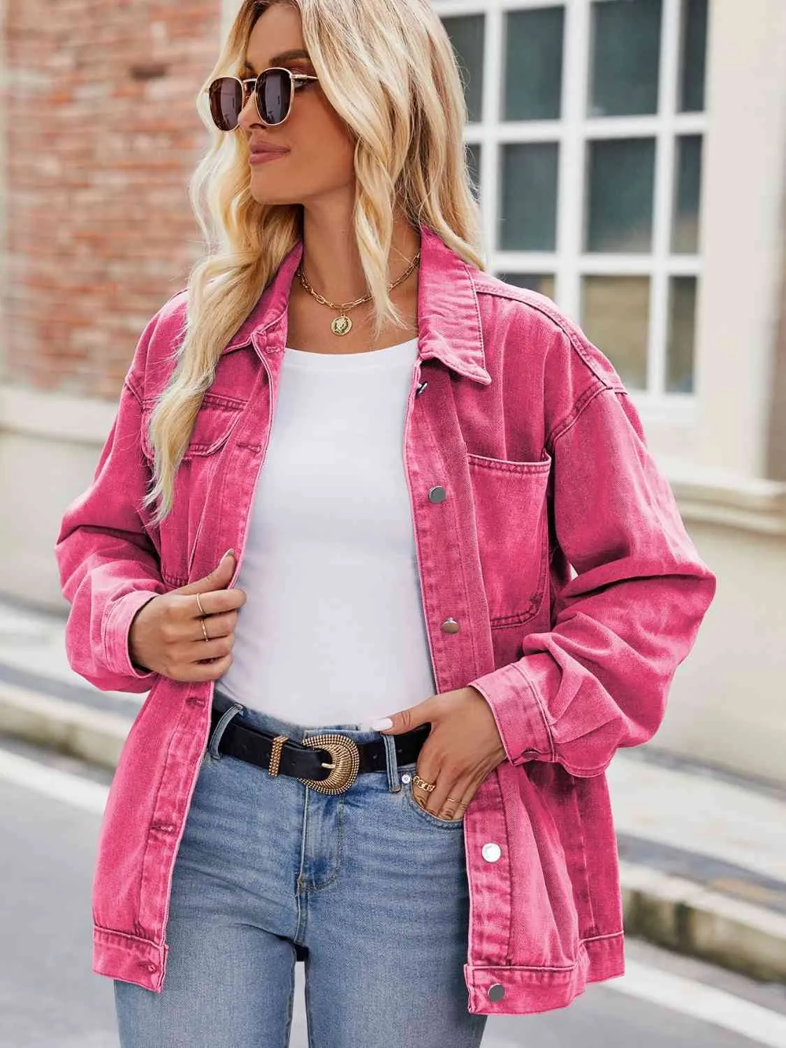 Norah Button Up Denim Jacket with Pockets