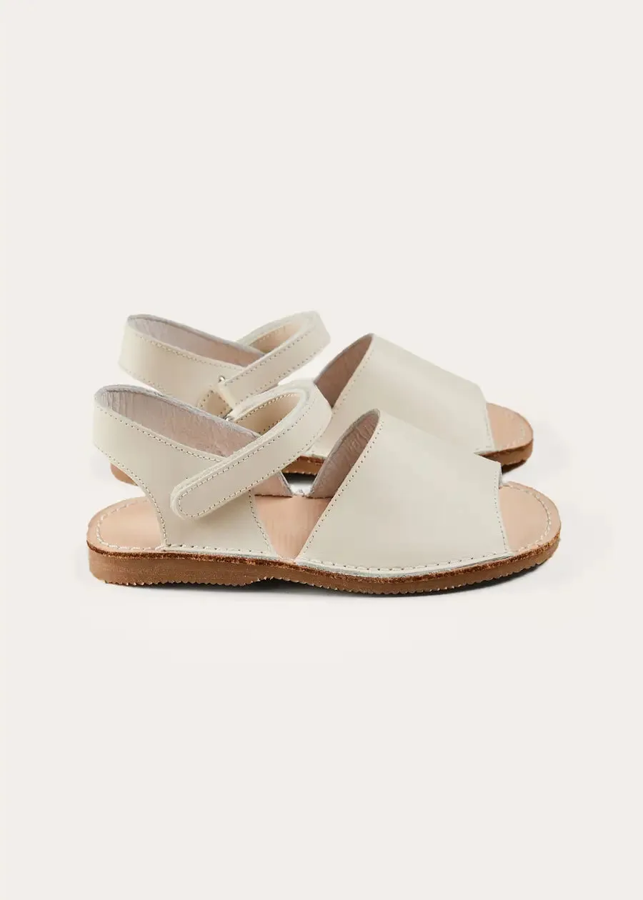 Open Toe Leather Sandals in Ivory (17-30EU)