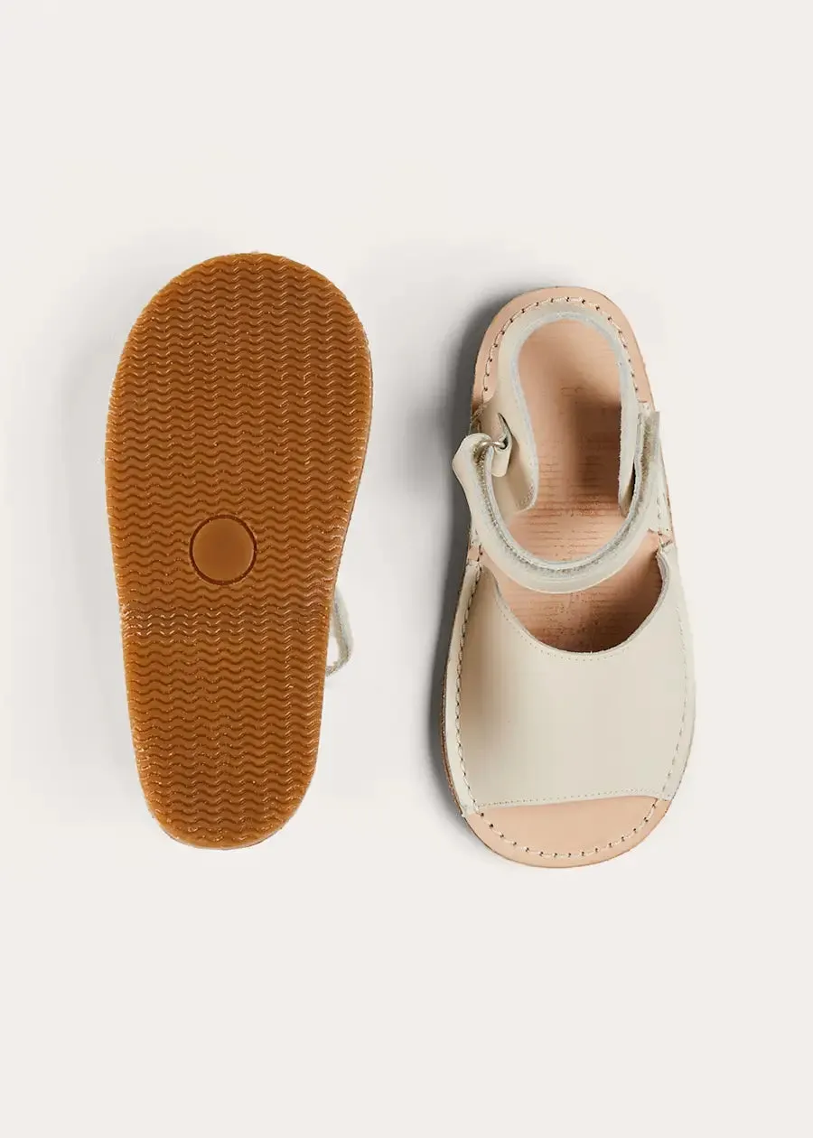 Open Toe Leather Sandals in Ivory (17-30EU)