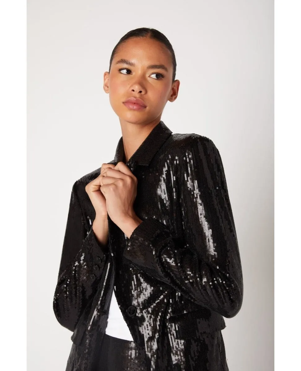 Party Time Shimmer Black Blazer