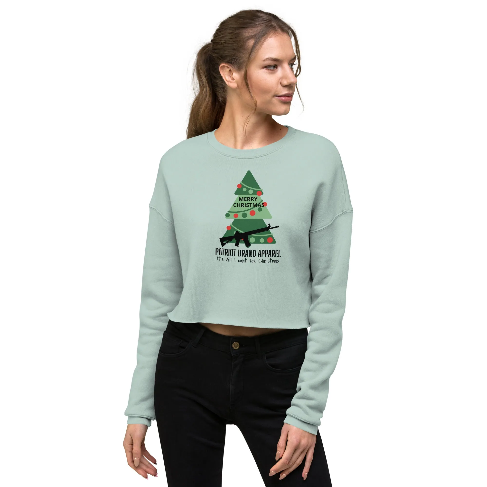 Patriot Christmas All I Want Crop Sweatshirt