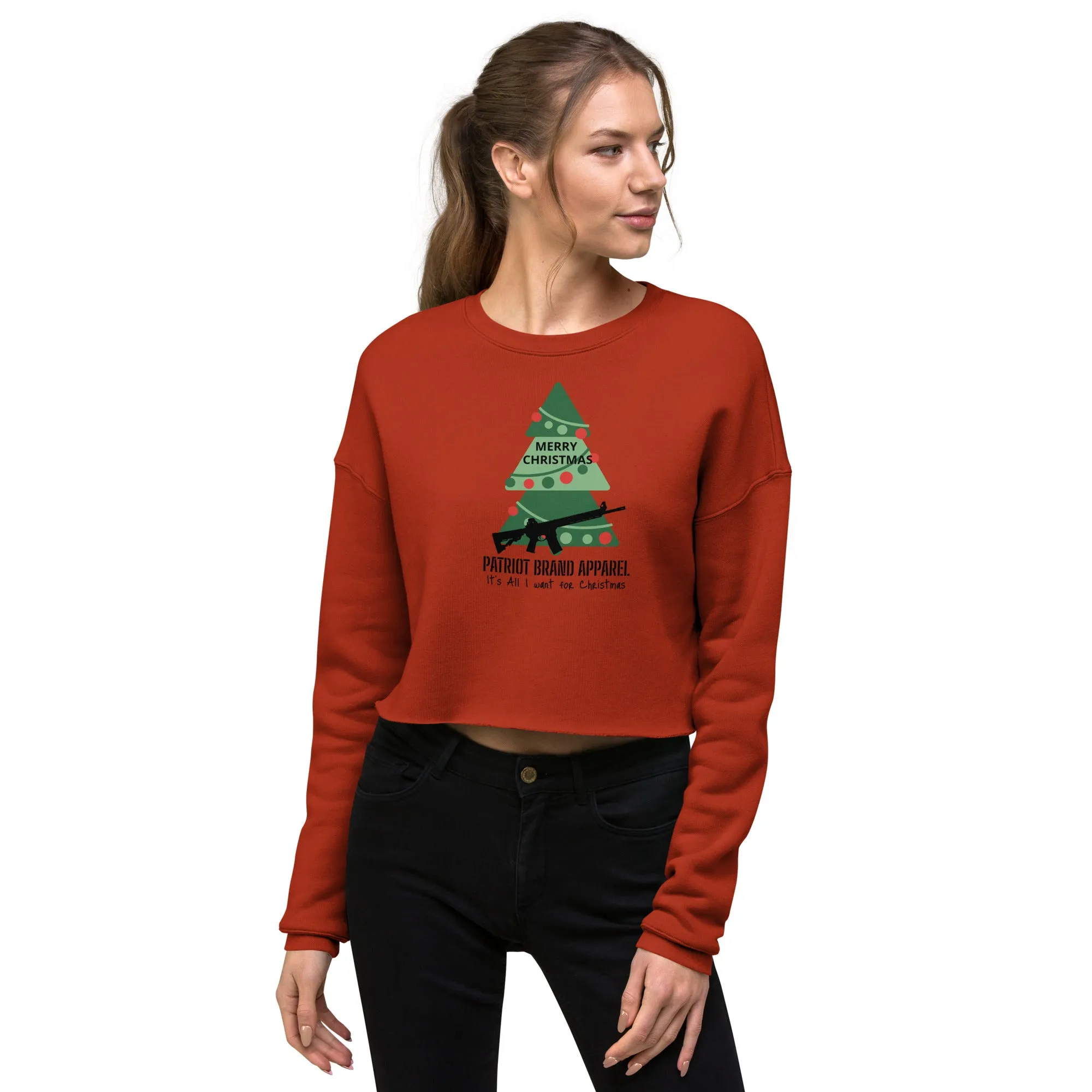Patriot Christmas All I Want Crop Sweatshirt