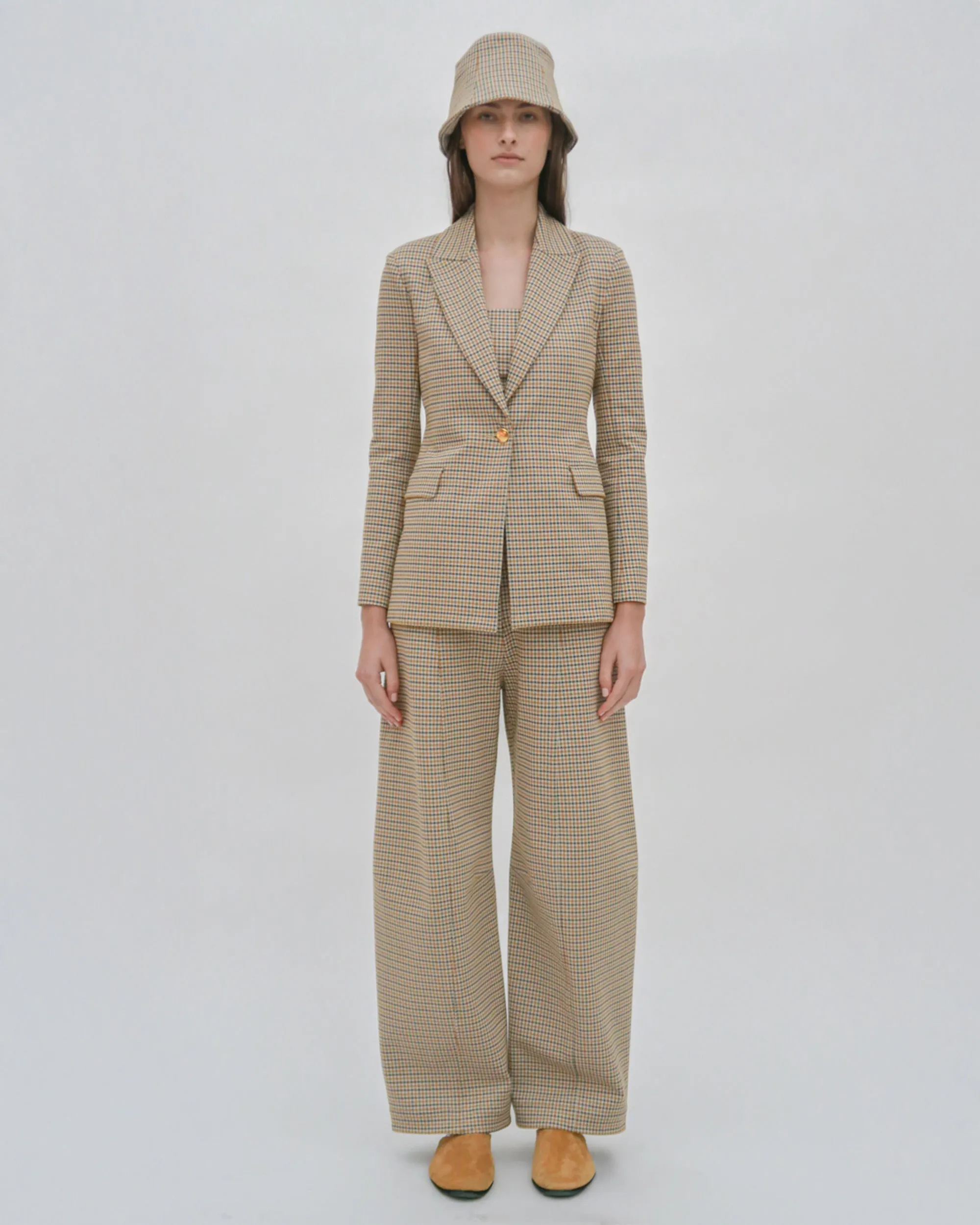 PEAK LAPEL JACKET - HOUNDSTOOTH PLAID