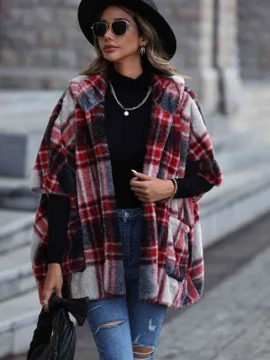 Petra Plaid Hooded Coat with Pockets