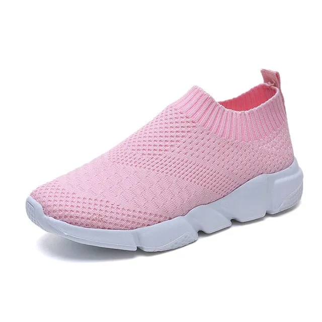 plus size breathable air mesh sneakers  soft walking shoes for woman