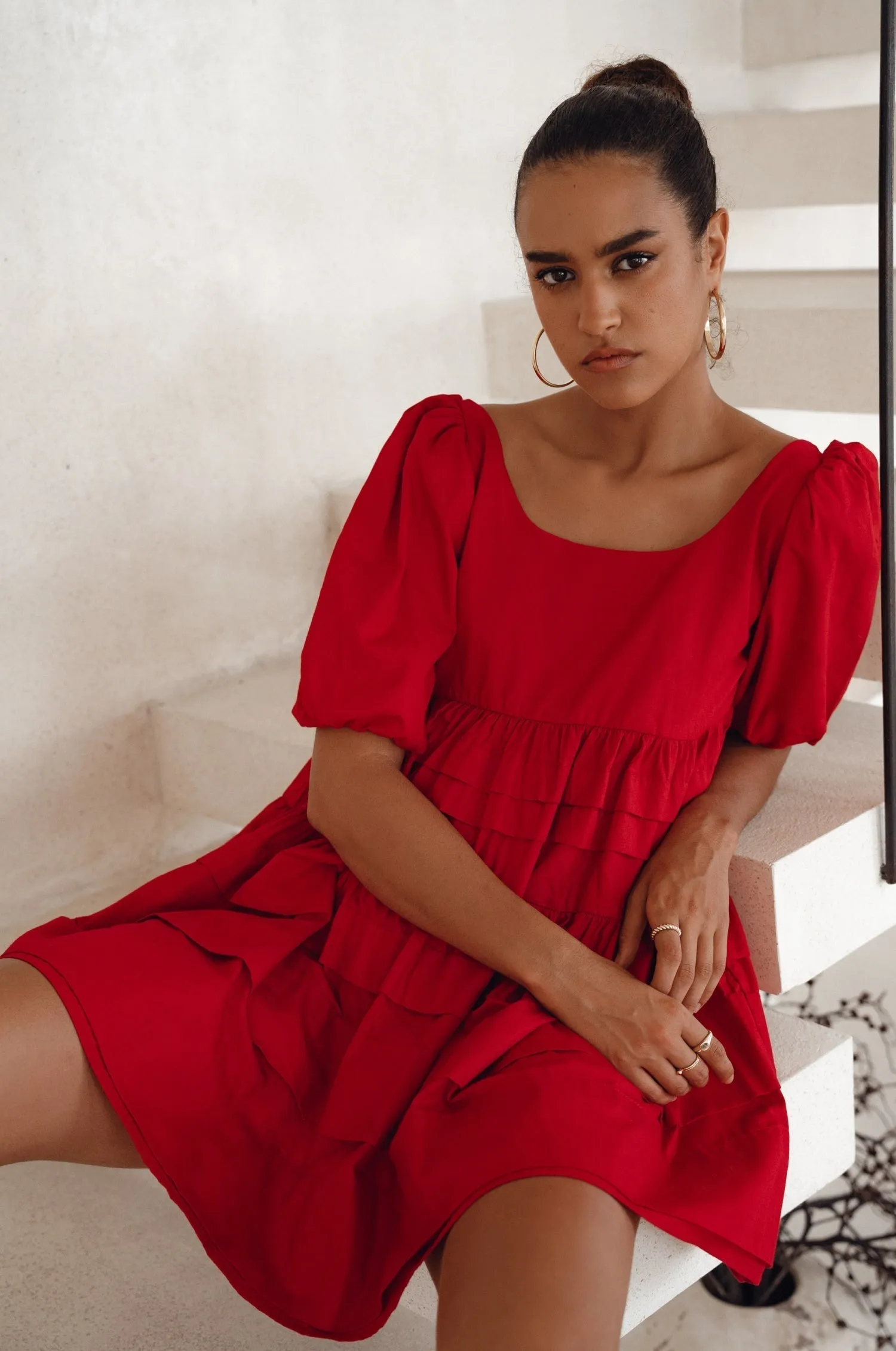 Premium Cotton - Andrea Babydoll Cotton Mini Dress (Sale)