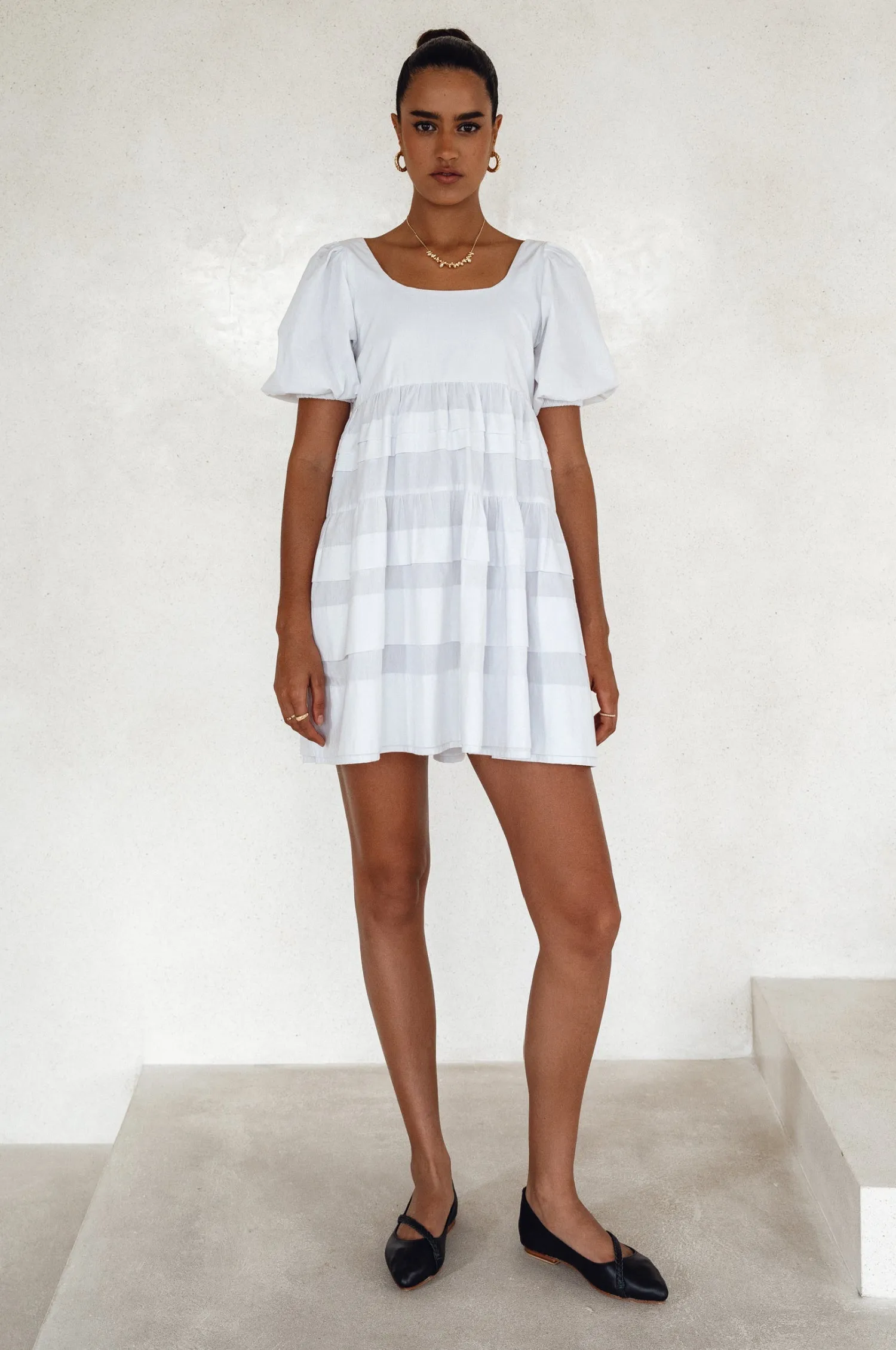 Premium Cotton - Andrea Babydoll Cotton Mini Dress (Sale)