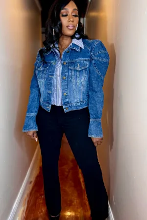 PUFF SLEEVE DENIM JACKET
