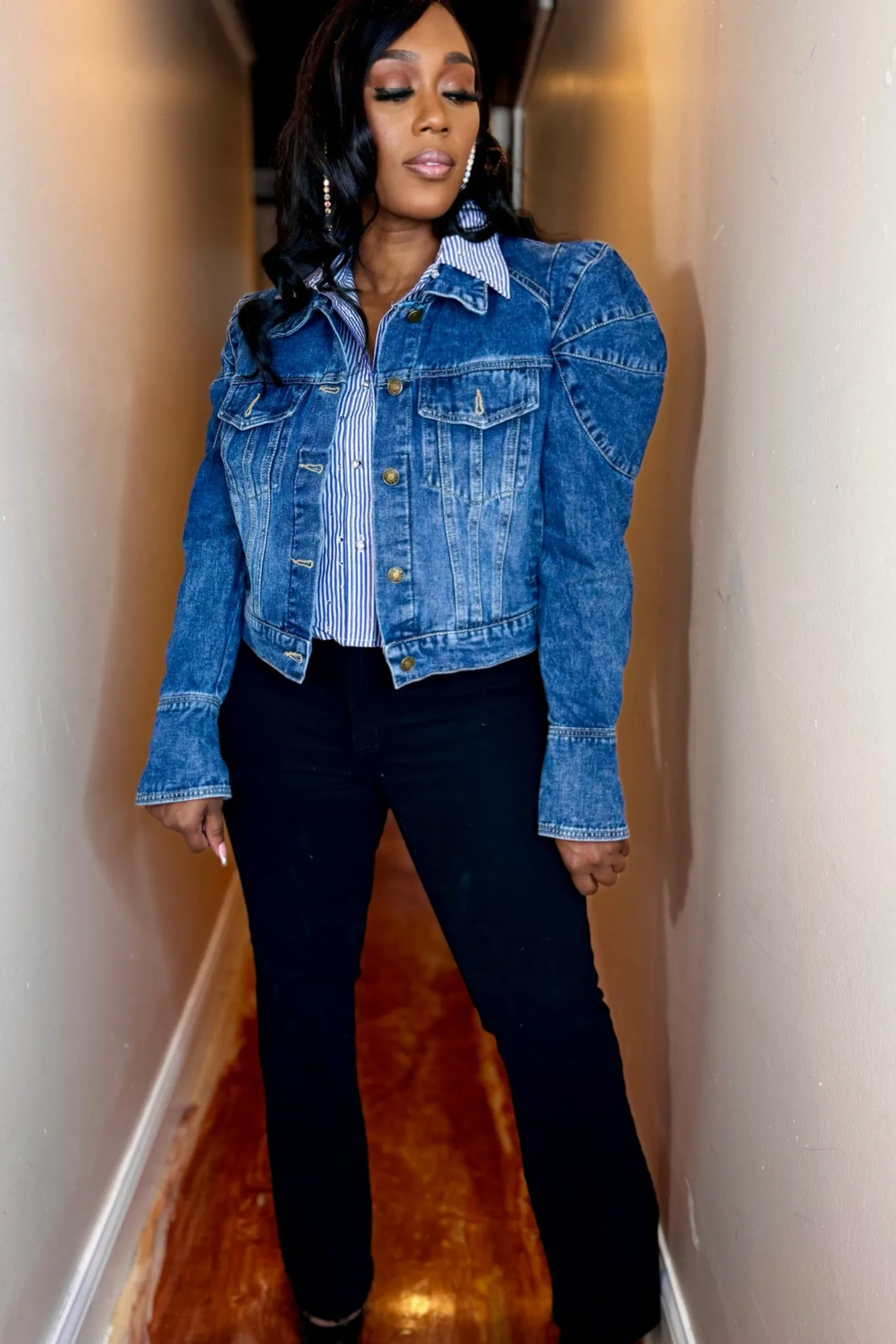 PUFF SLEEVE DENIM JACKET