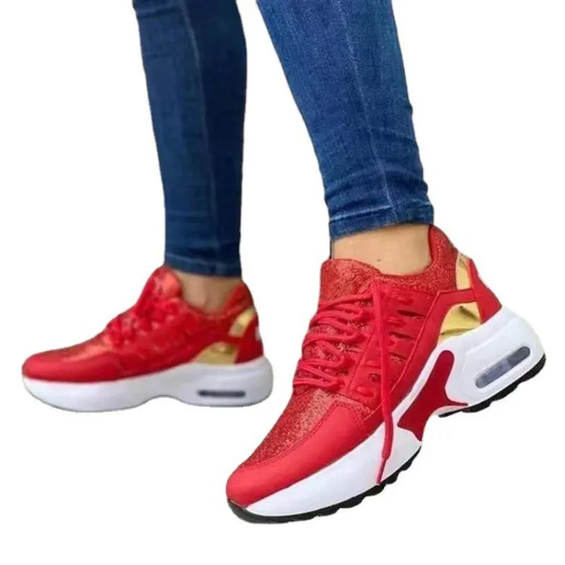 "Women's Chunky Platform Sneakers – Breathable Mesh Casual & Running Shoes"