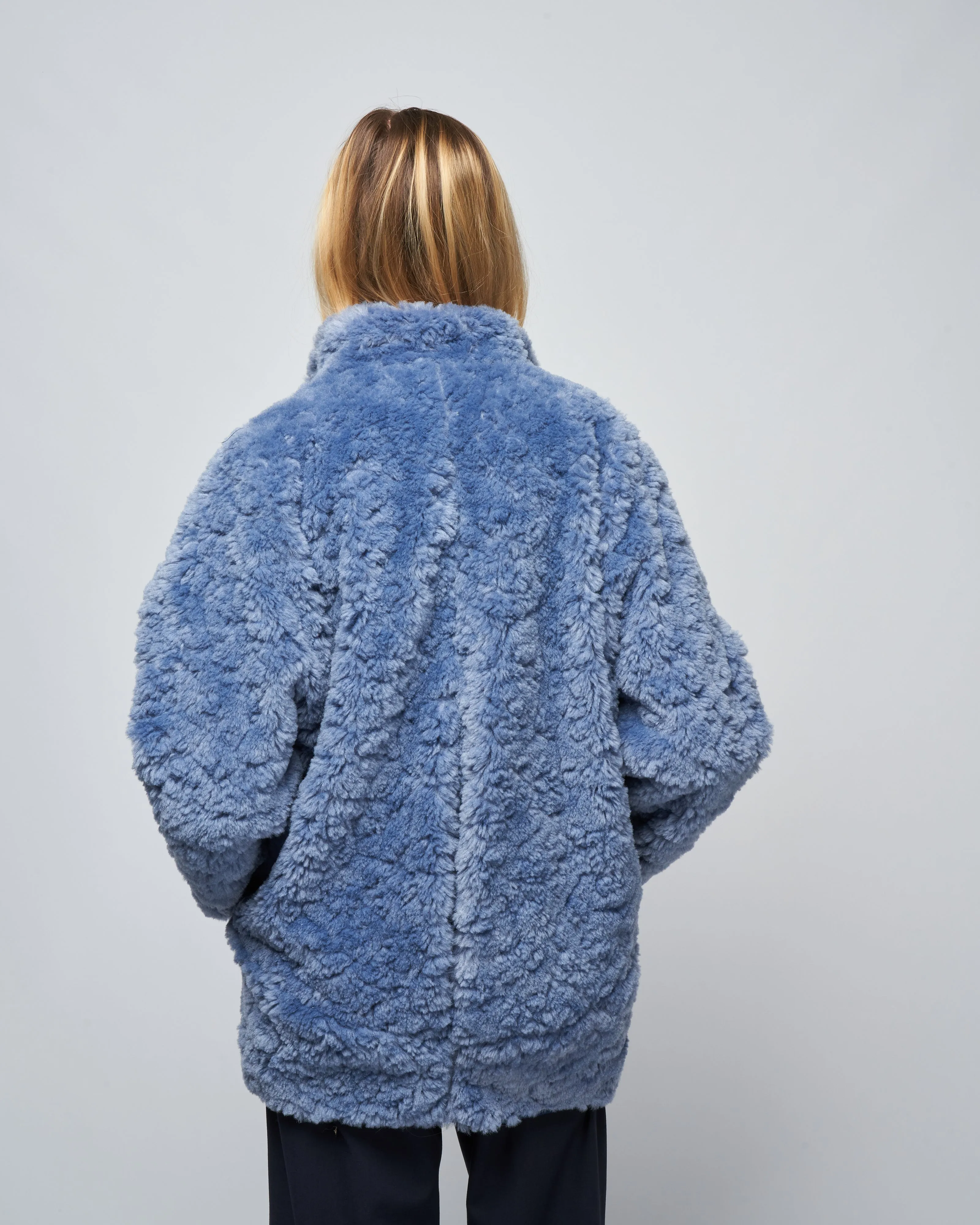 reversible bea parka - dusty blue/ink jet