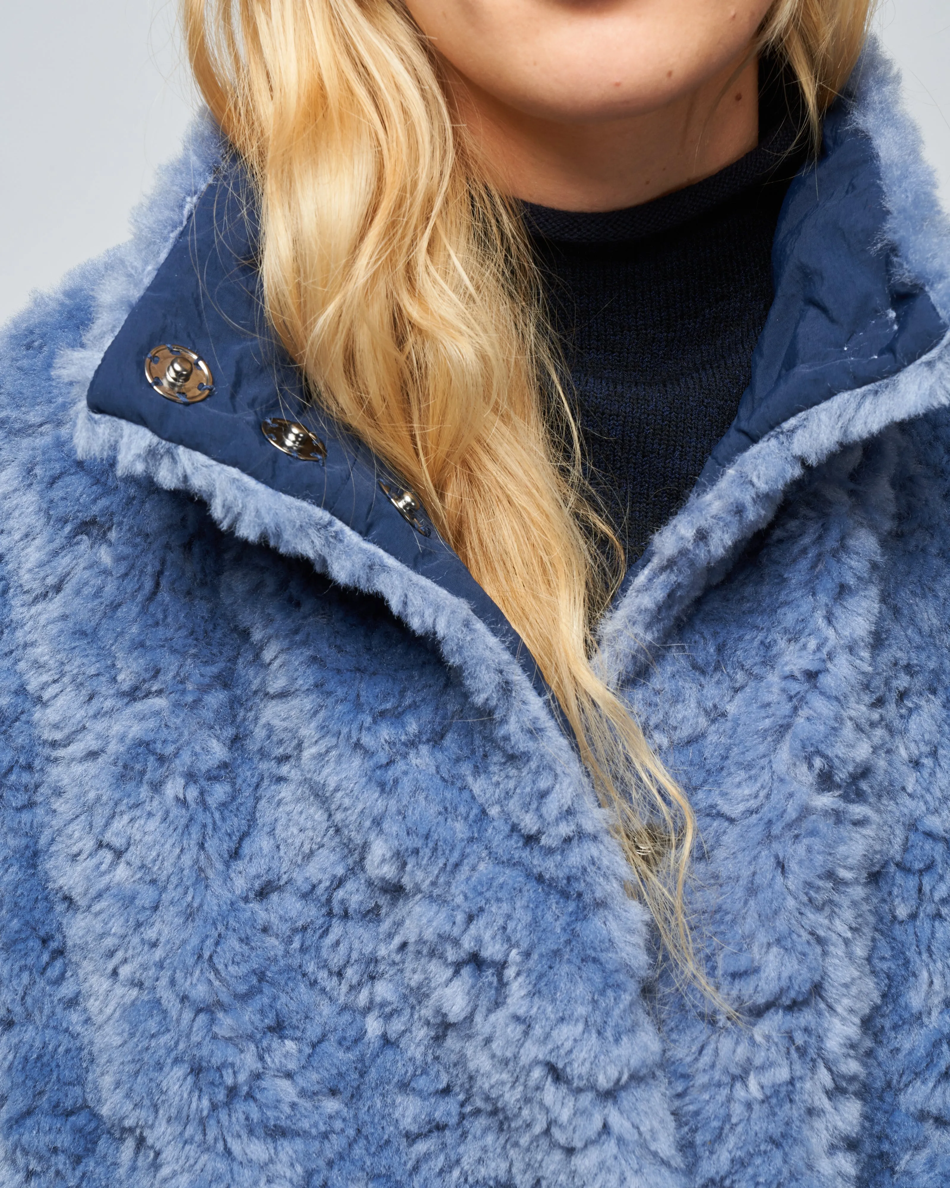 reversible bea parka - dusty blue/ink jet