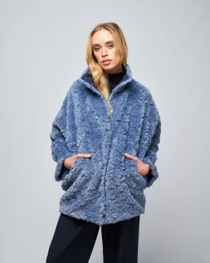 reversible bea parka - dusty blue/ink jet