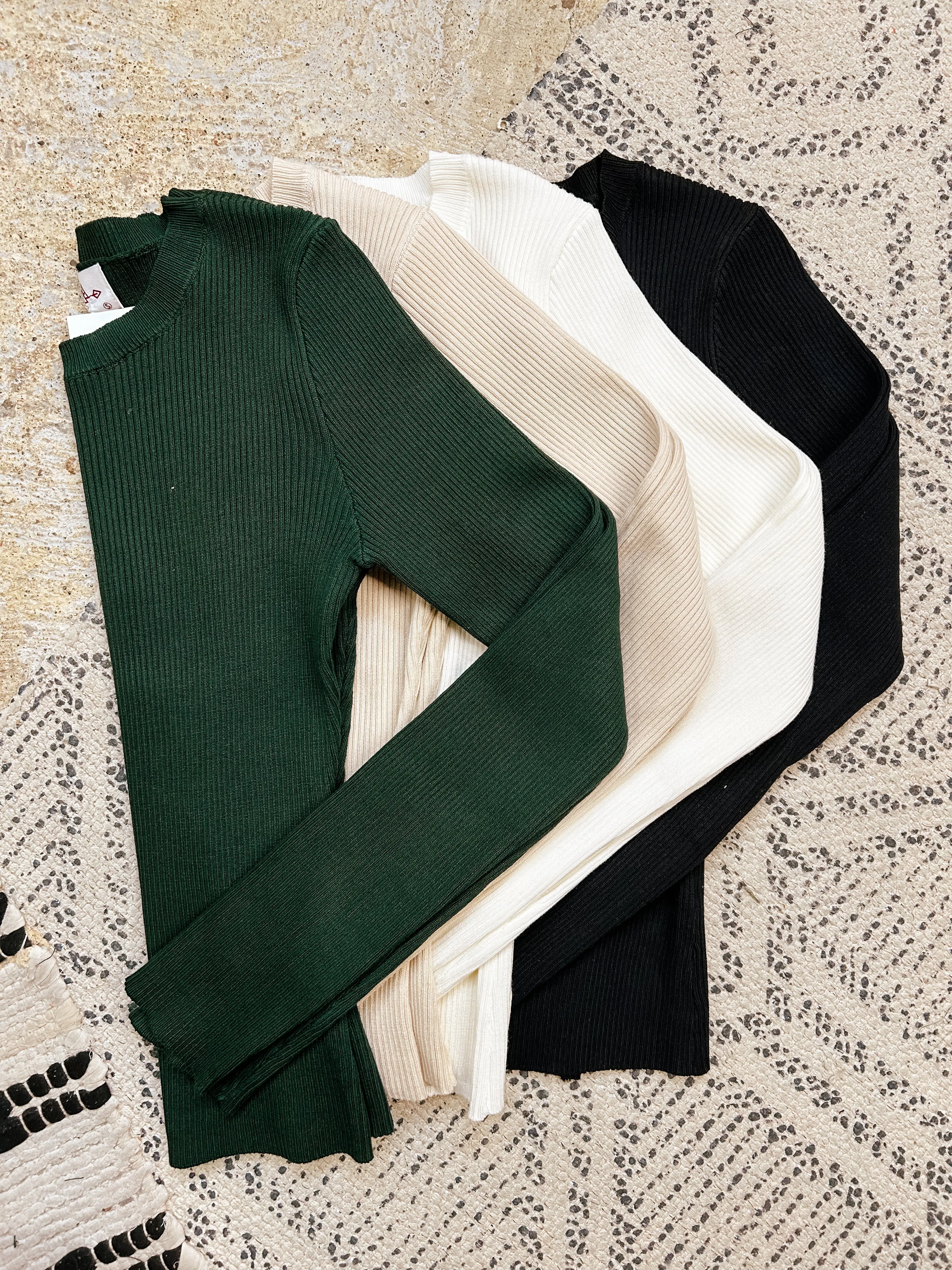Rib Knit Crew Neck Pullover