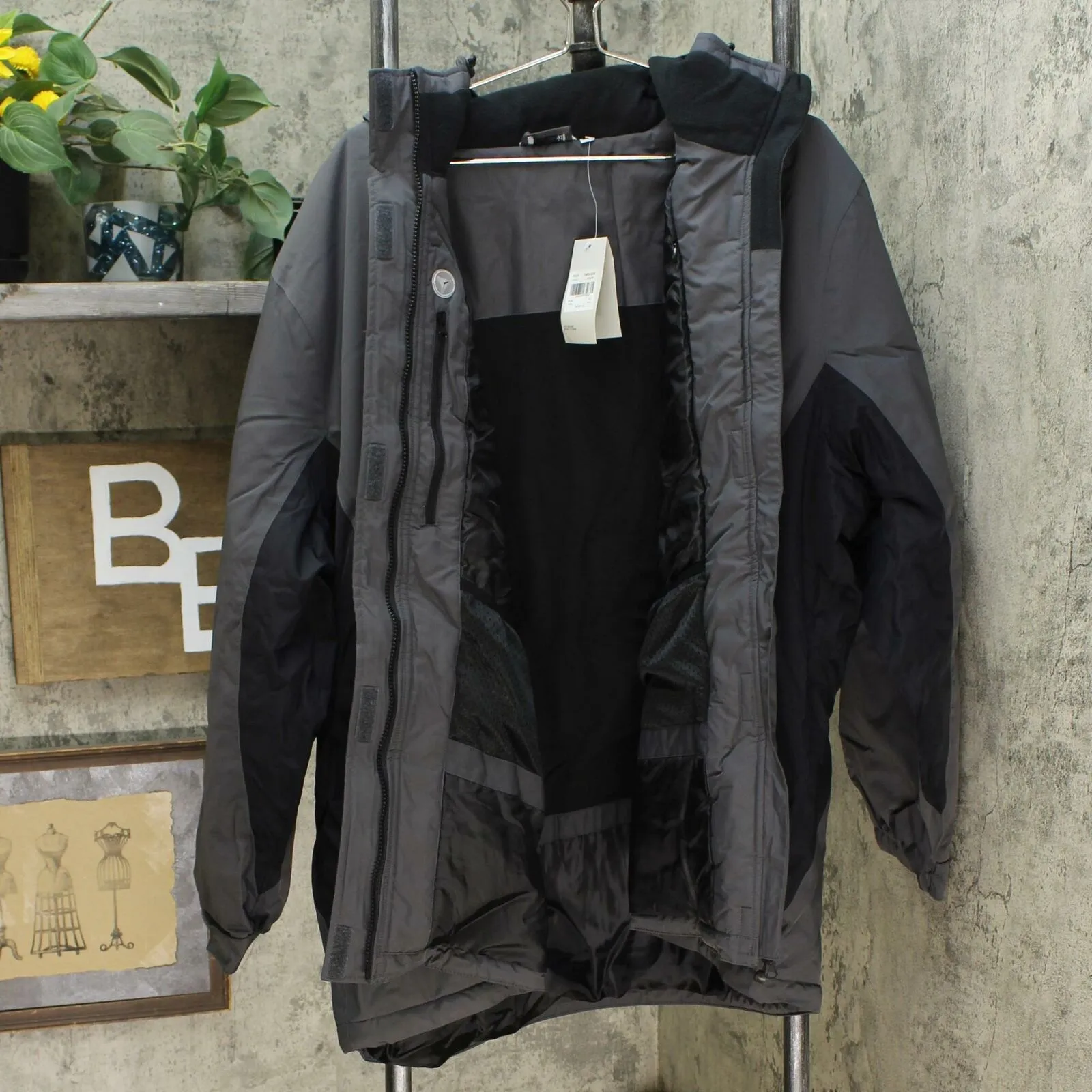 Rivers End Women's Plus Size Classic Color Block Parka Charcoal / Black 4XL