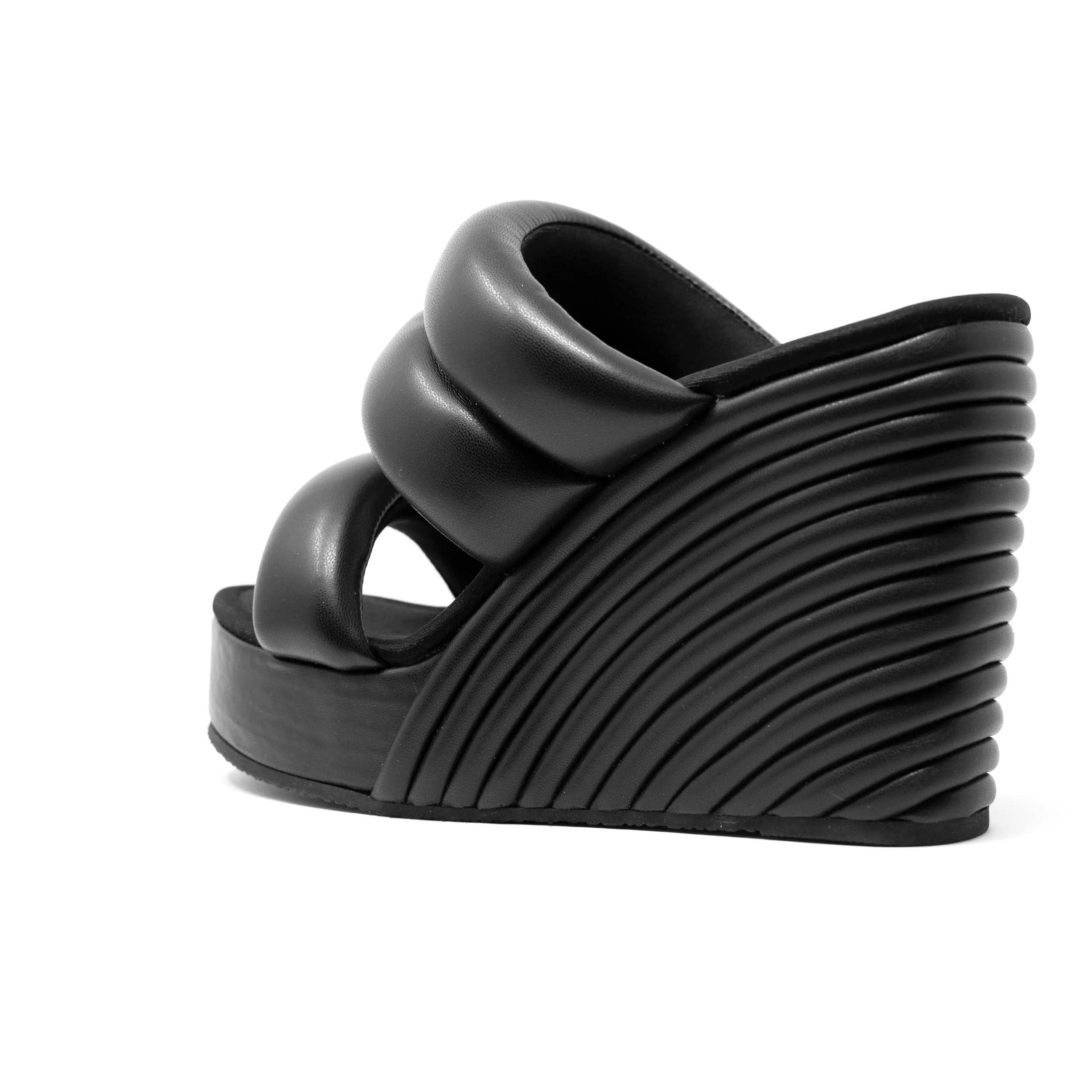 ROAM Strata Platform Wedge Puffy Black Vegan Leather