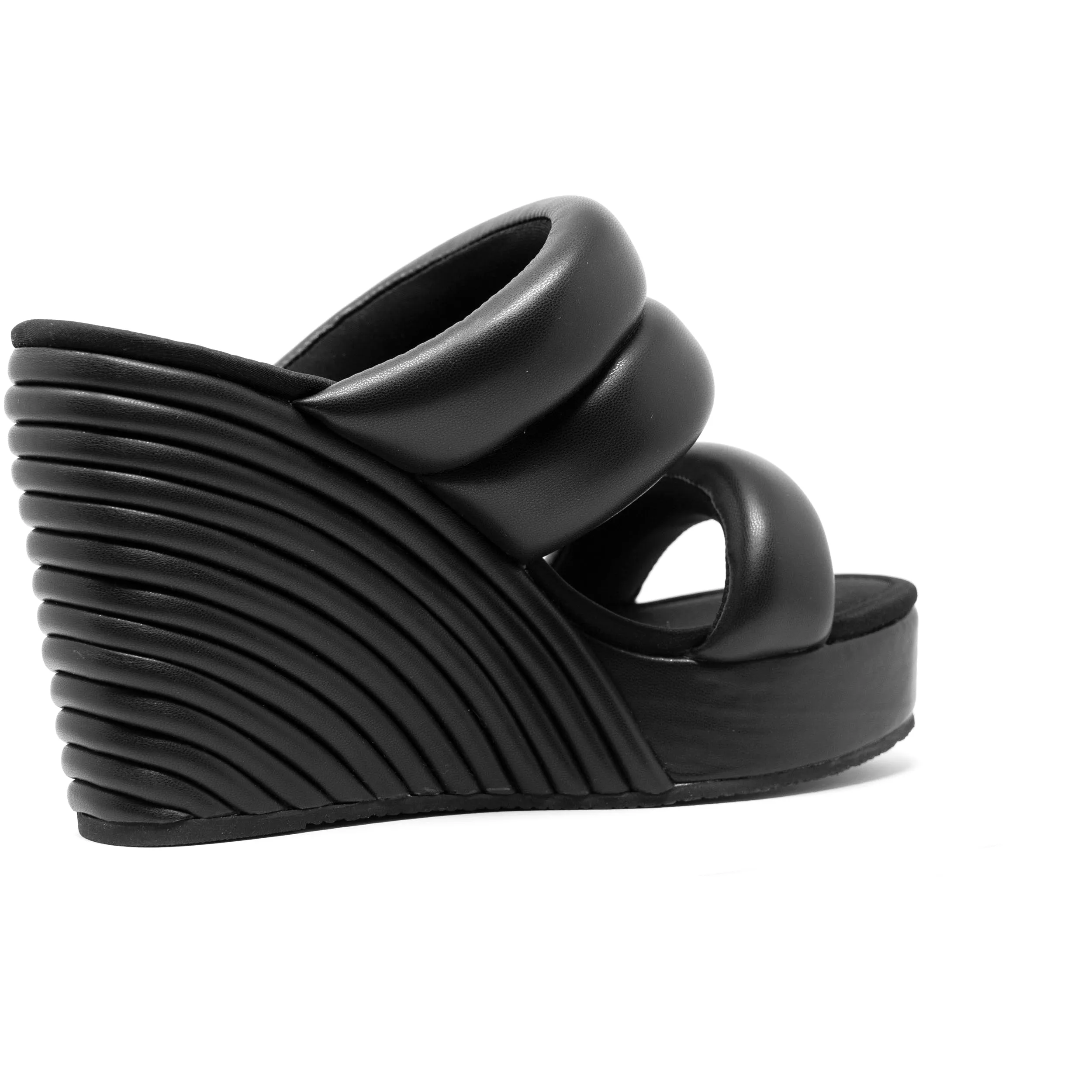 ROAM Strata Platform Wedge Puffy Black Vegan Leather