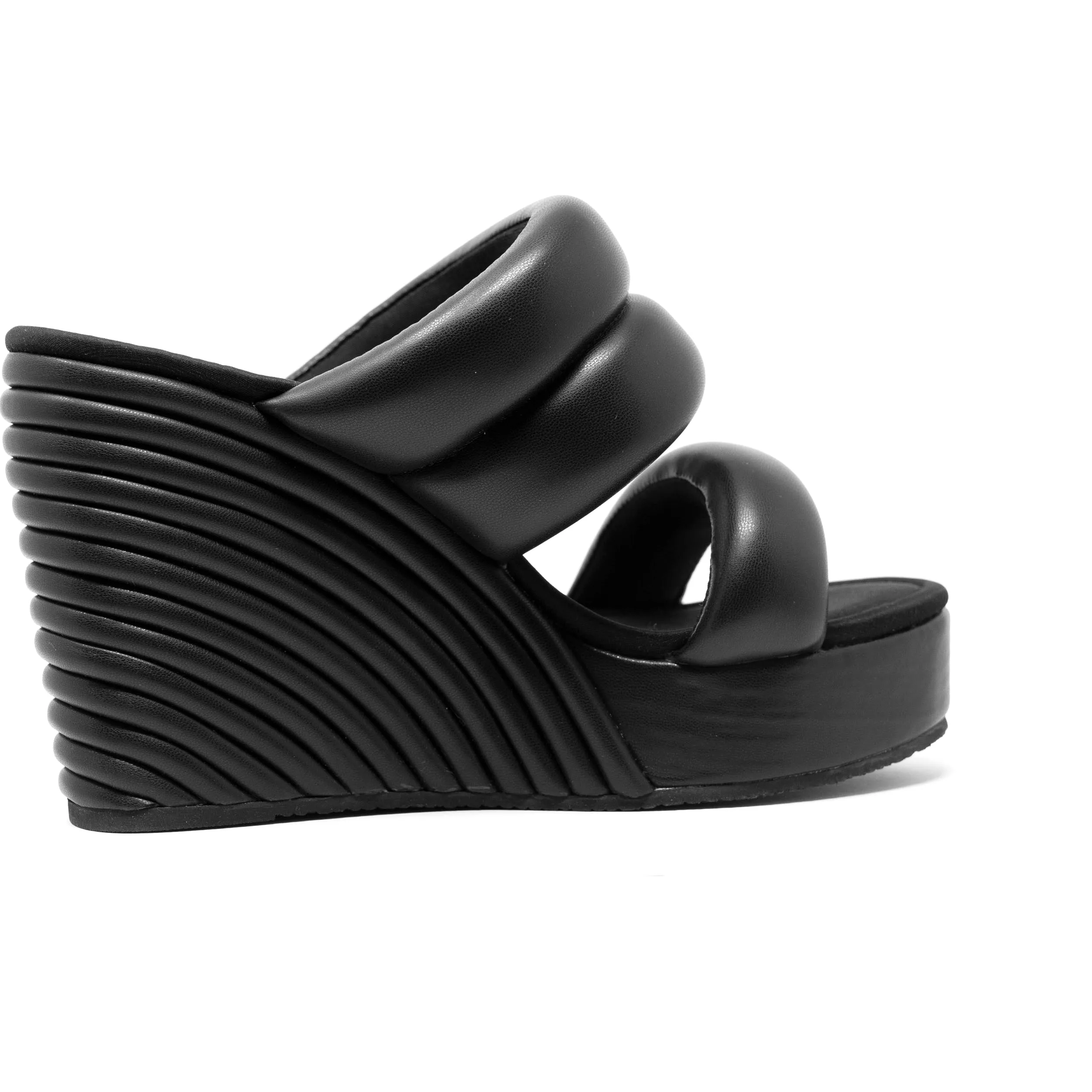 ROAM Strata Platform Wedge Puffy Black Vegan Leather