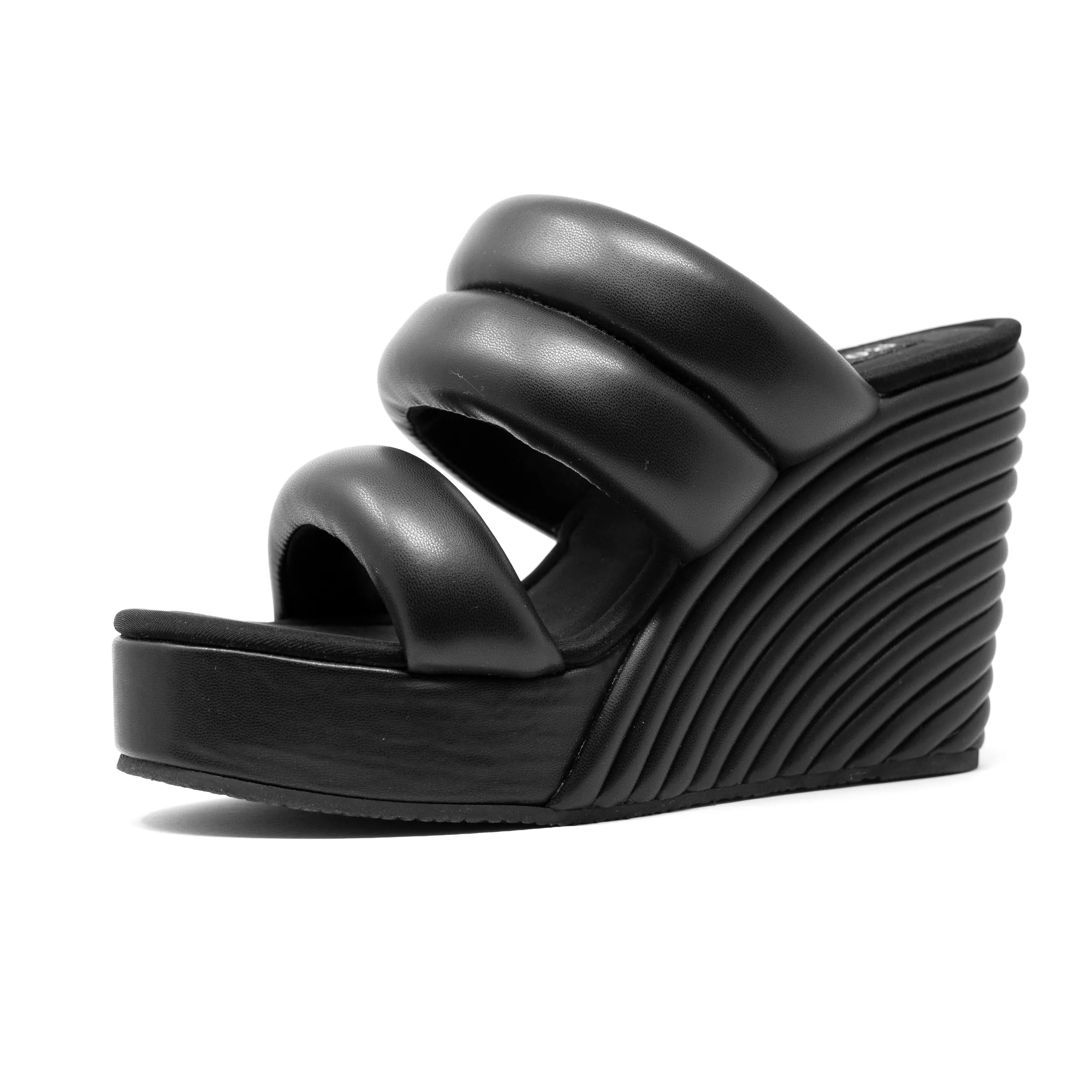 ROAM Strata Platform Wedge Puffy Black Vegan Leather