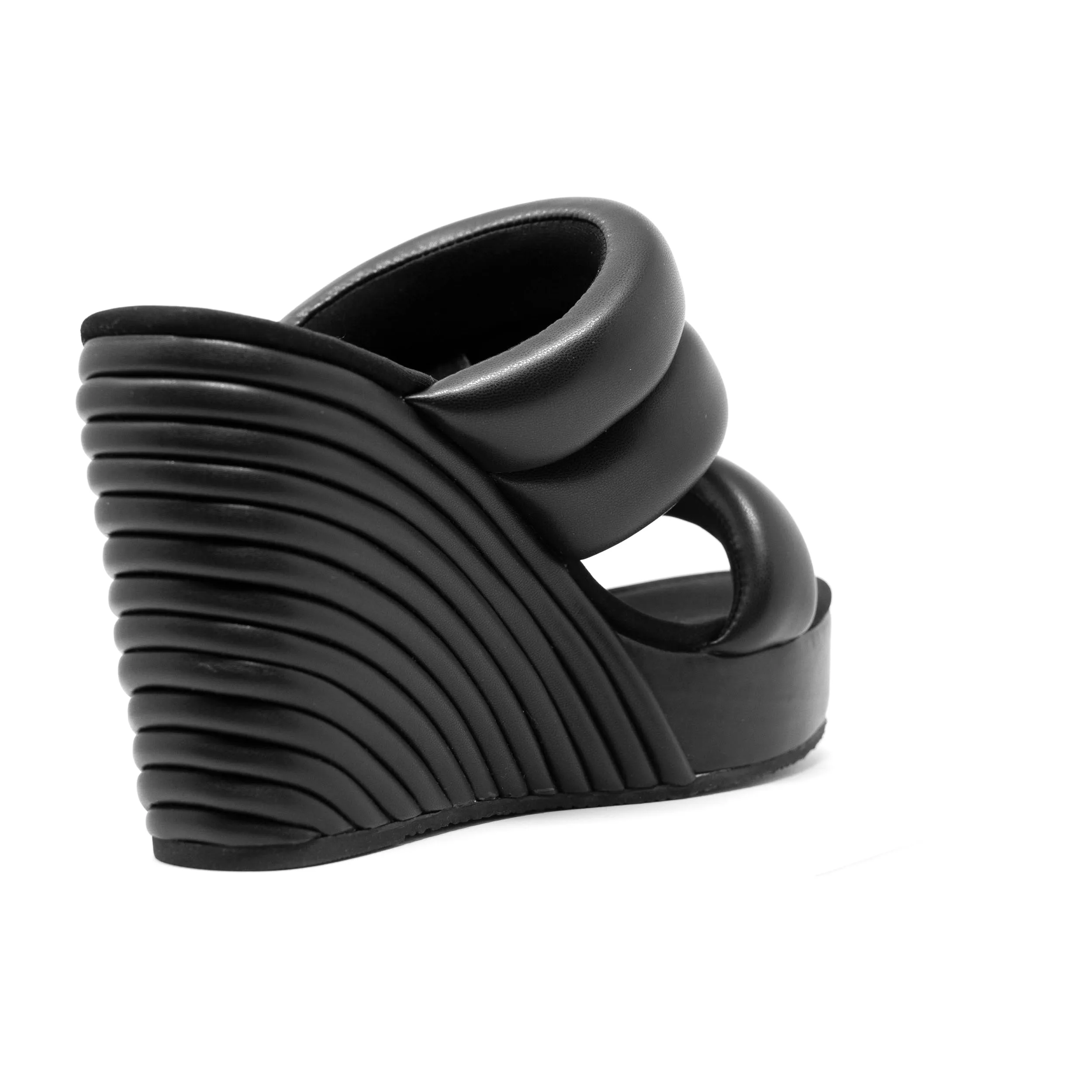 ROAM Strata Platform Wedge Puffy Black Vegan Leather