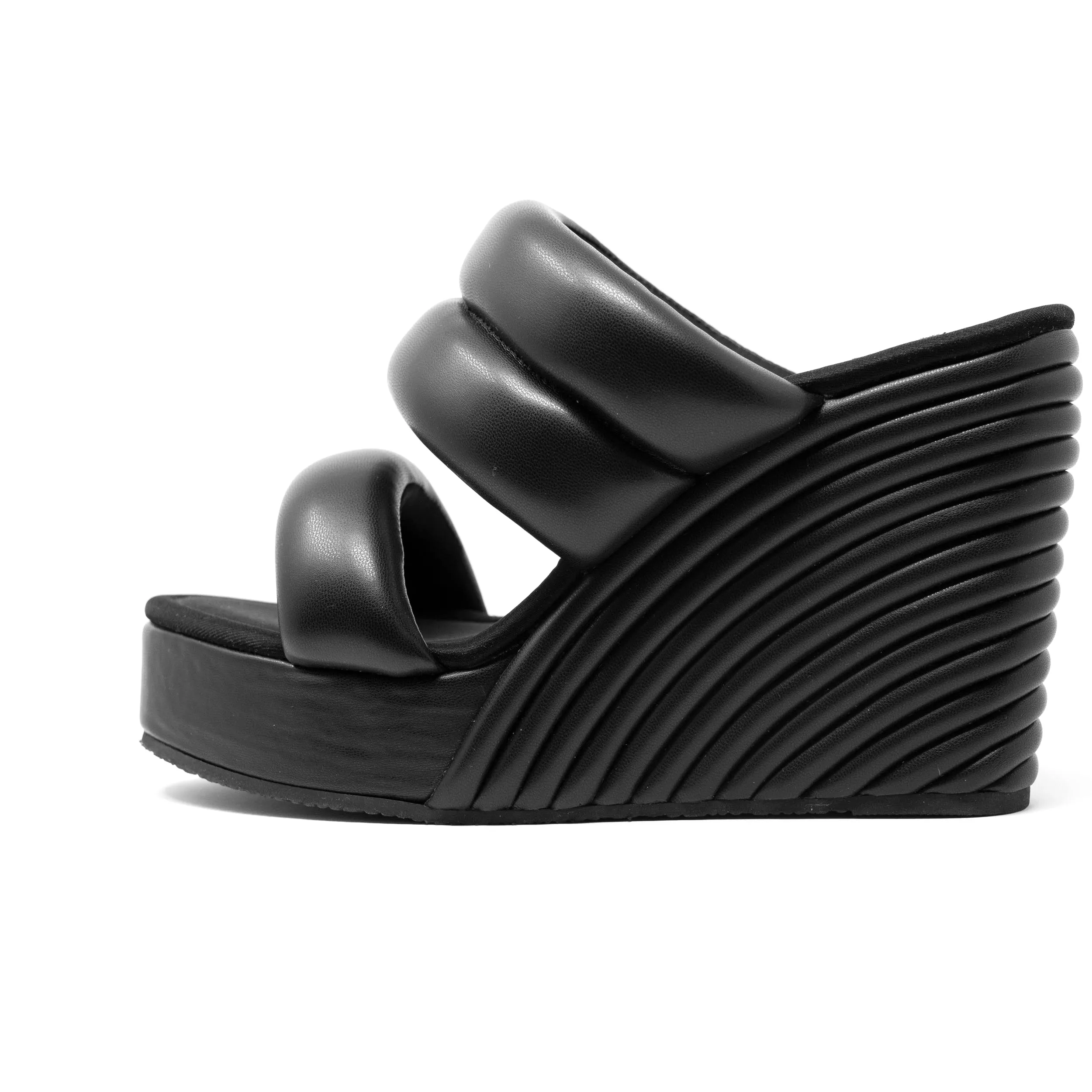 ROAM Strata Platform Wedge Puffy Black Vegan Leather