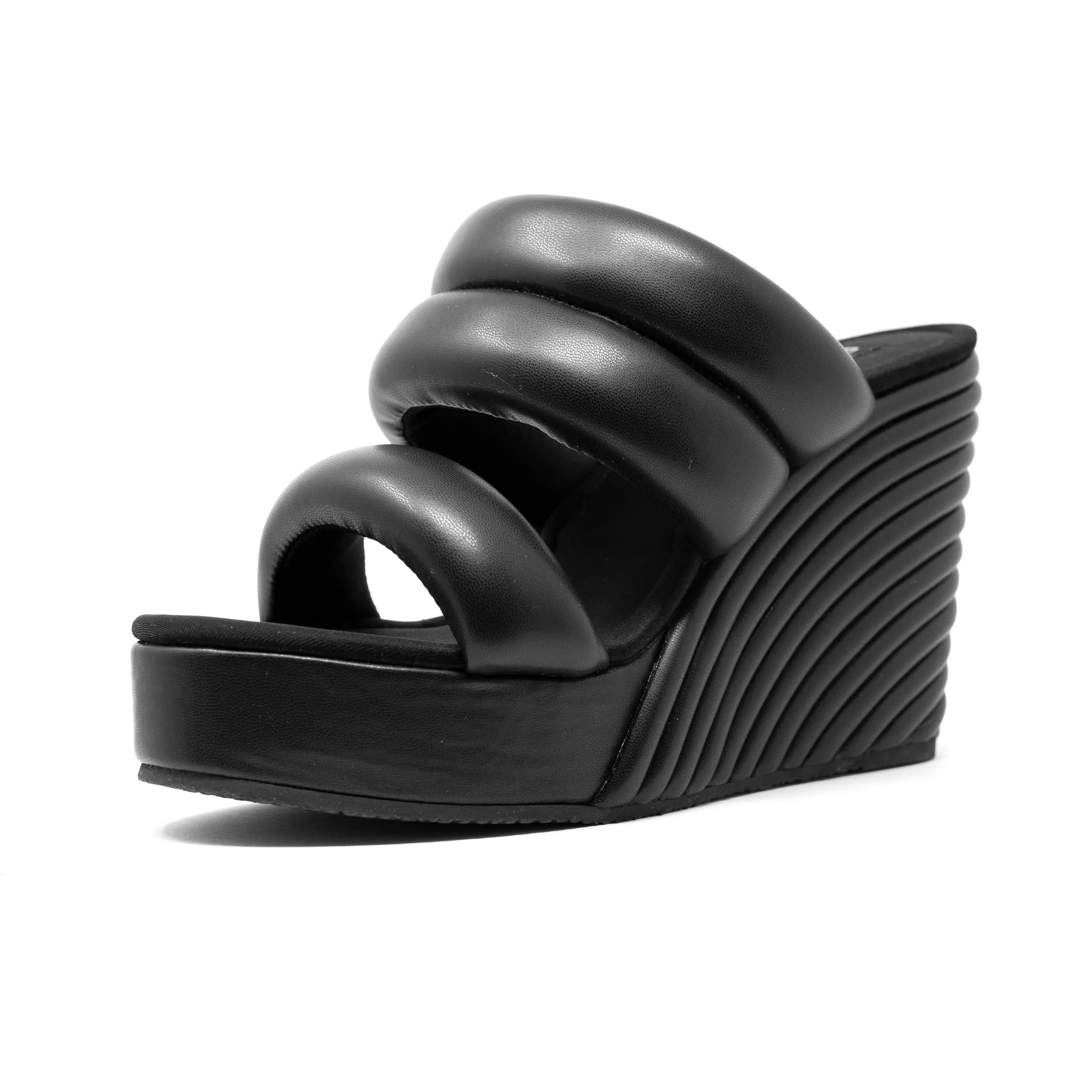 ROAM Strata Platform Wedge Puffy Black Vegan Leather