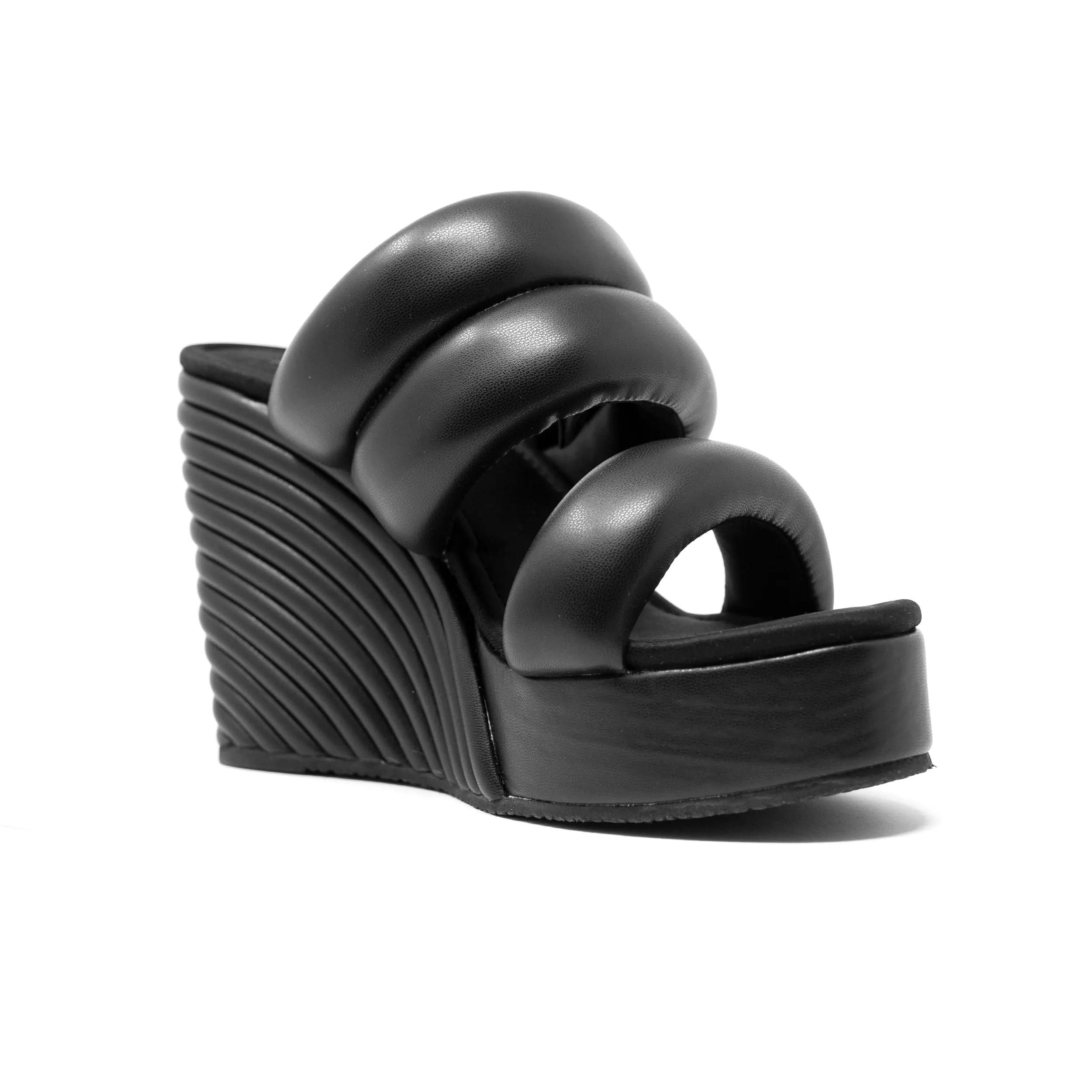 ROAM Strata Platform Wedge Puffy Black Vegan Leather