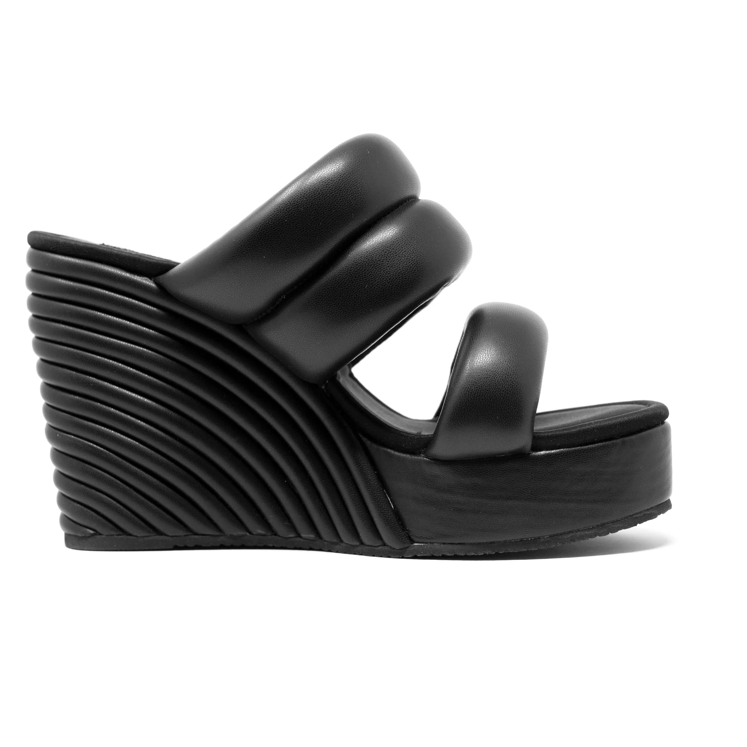 ROAM Strata Platform Wedge Puffy Black Vegan Leather