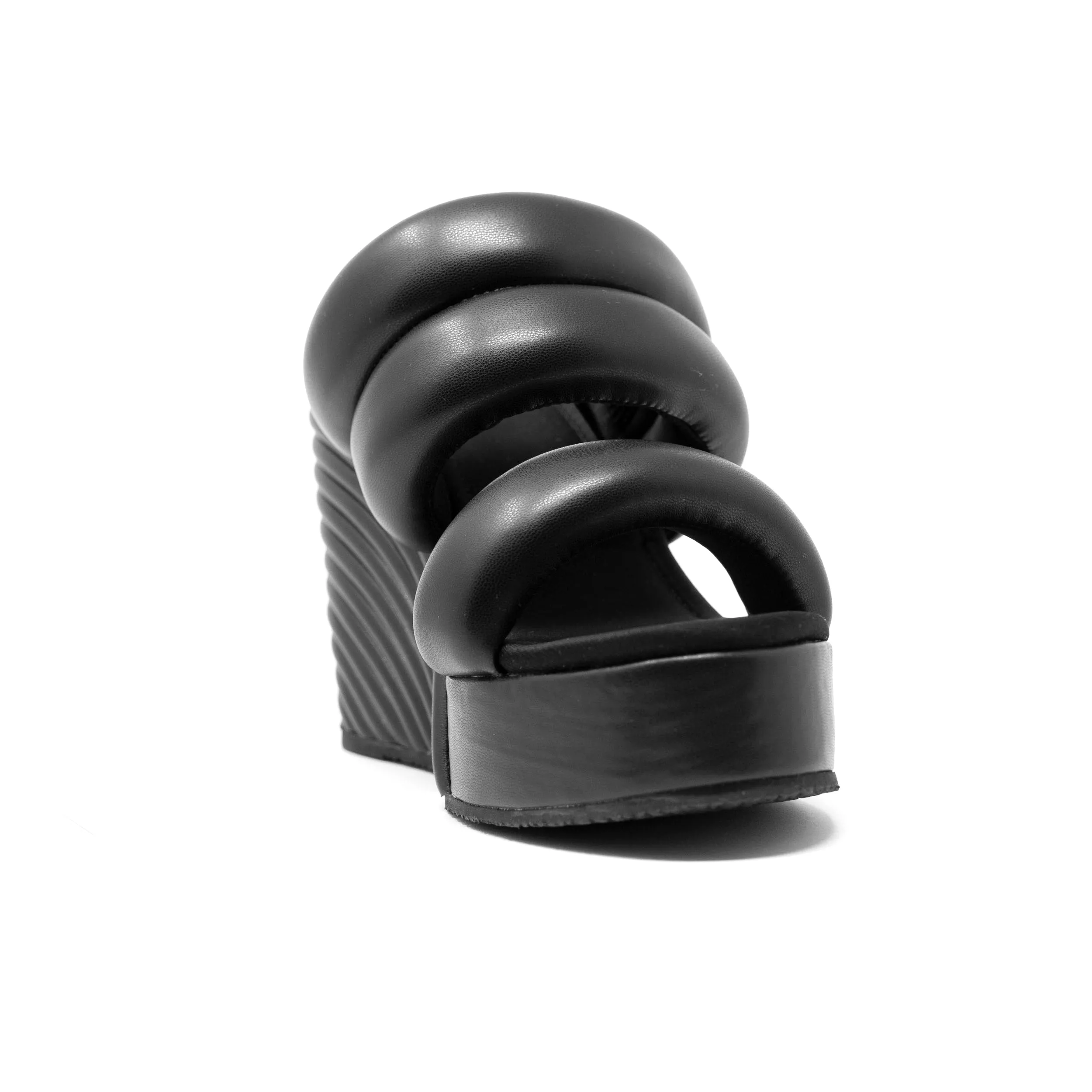 ROAM Strata Platform Wedge Puffy Black Vegan Leather