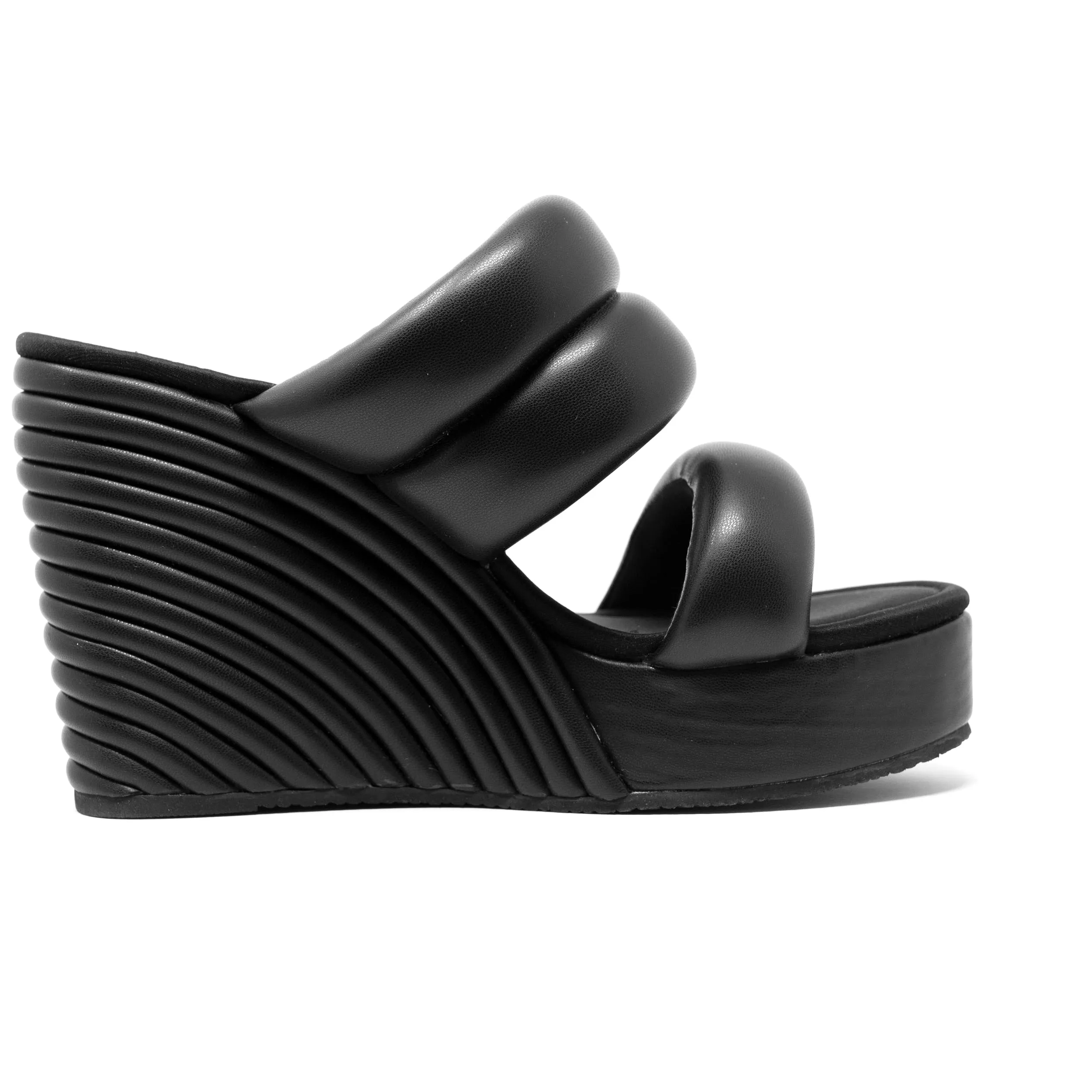 ROAM Strata Platform Wedge Puffy Black Vegan Leather