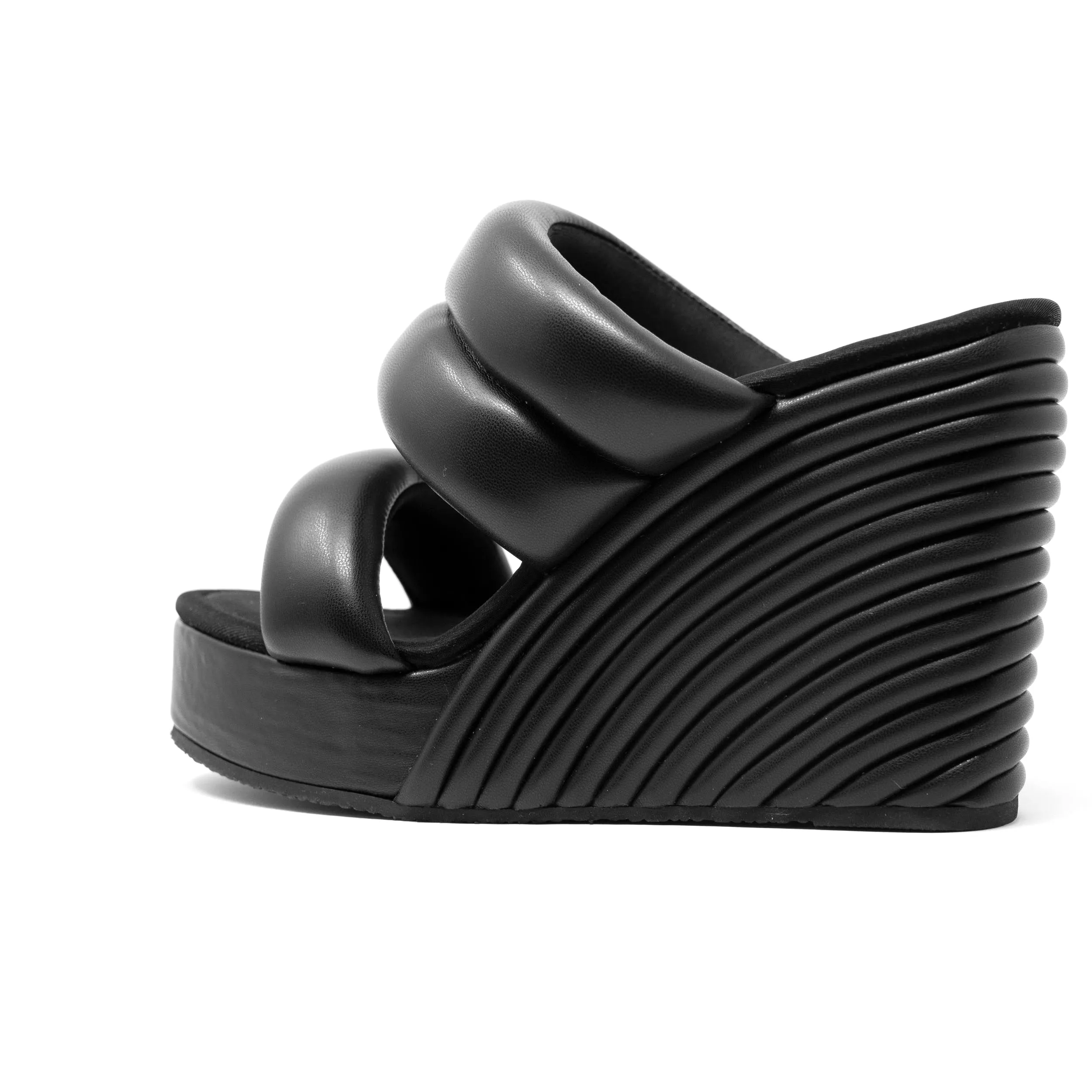 ROAM Strata Platform Wedge Puffy Black Vegan Leather