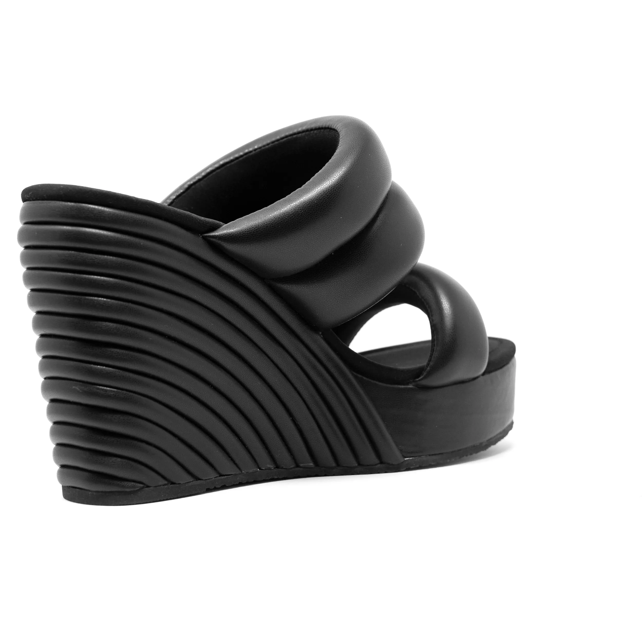 ROAM Strata Platform Wedge Puffy Black Vegan Leather