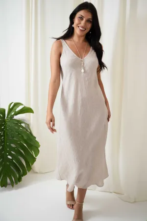Sandra Bias Cut Dress | Beige
