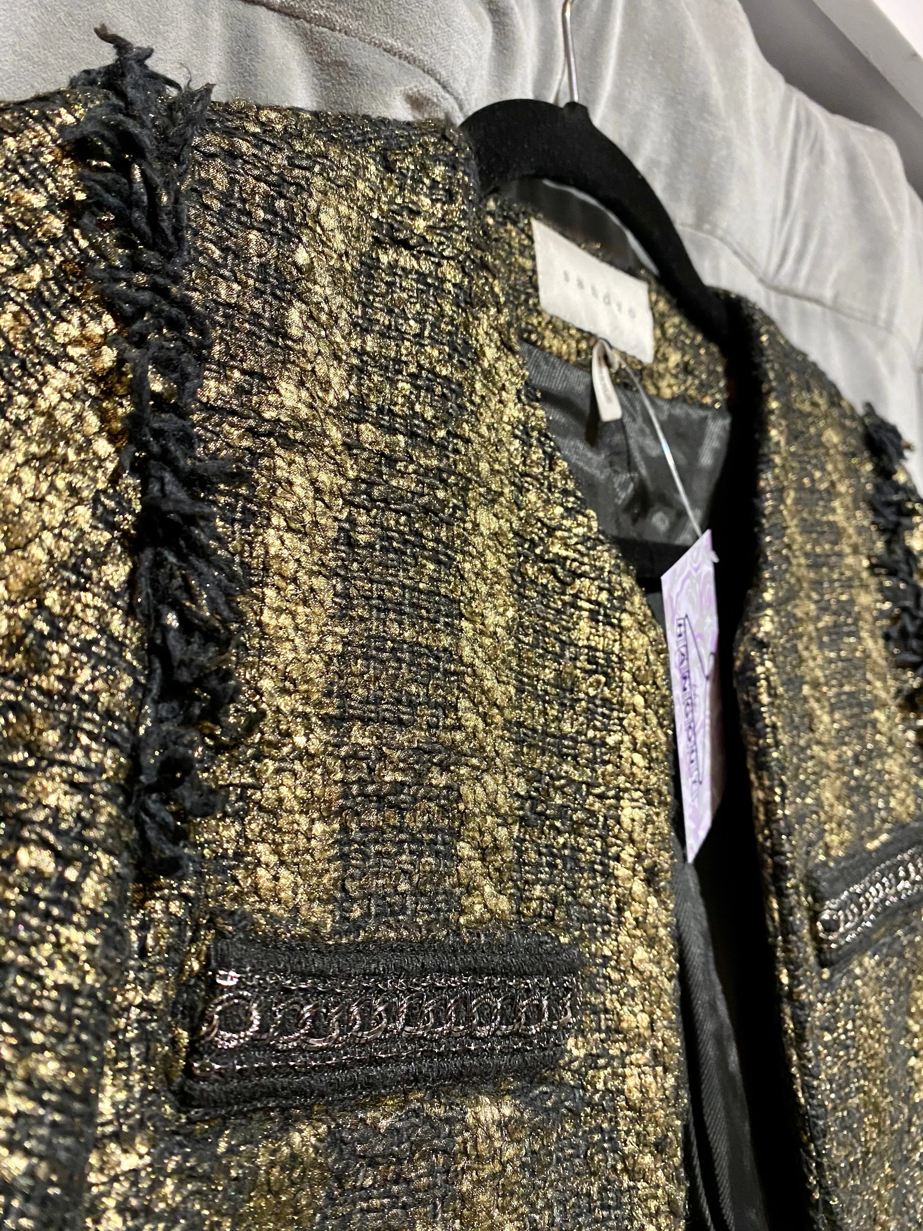 Sandro Gold Tweed Jacket