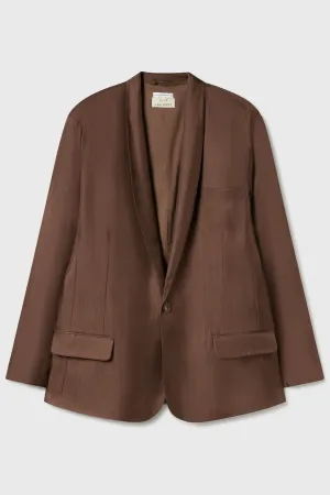 Silk Laundry Twill Miami Blazer Dark Earth Pinstripe