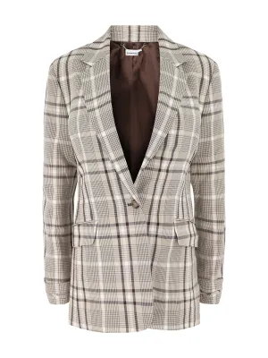 Simkhai Lillie Peak Lapel Single Breasted in Sand Plaid