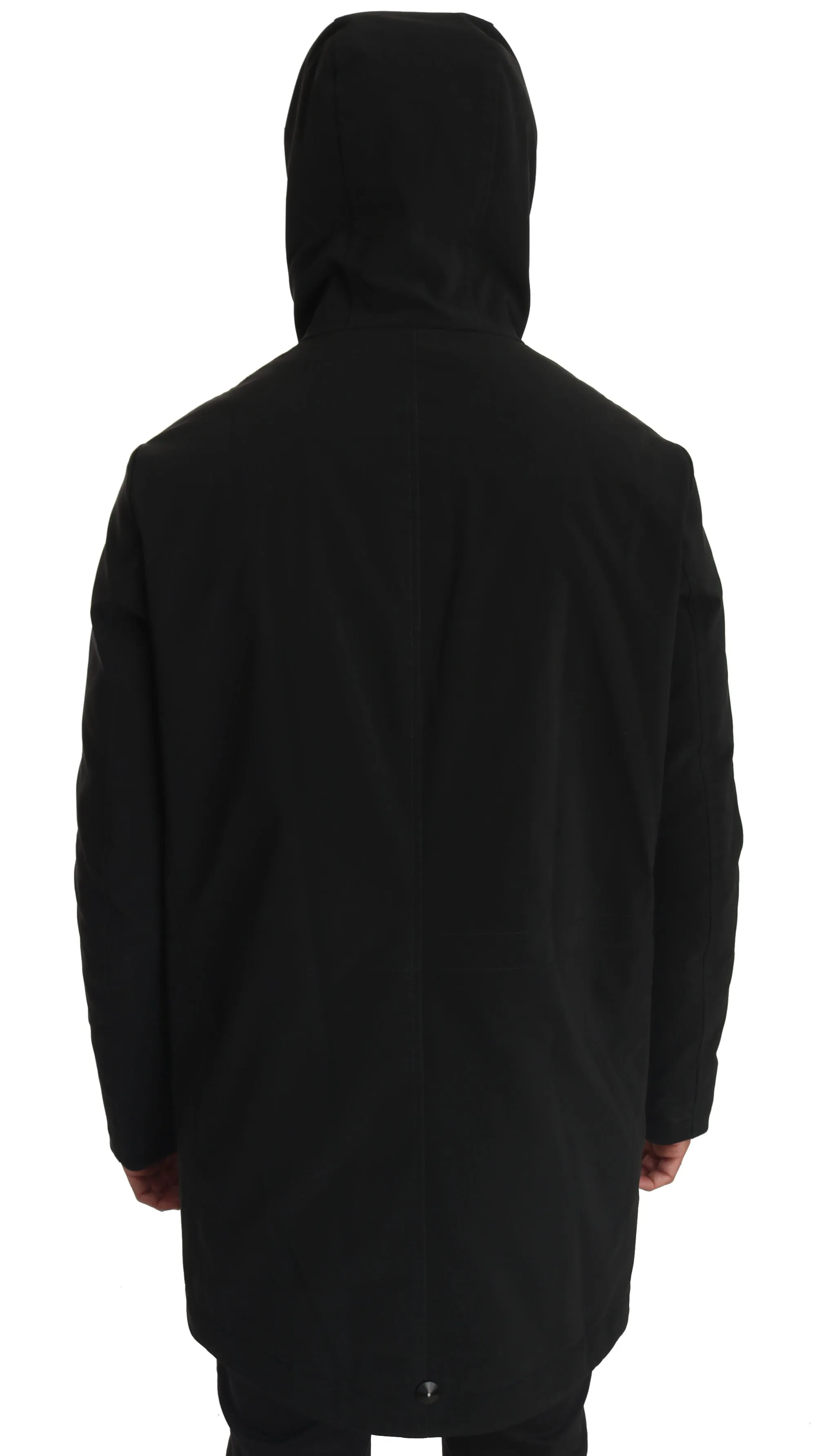 Solid Black Logo Hooded coat
