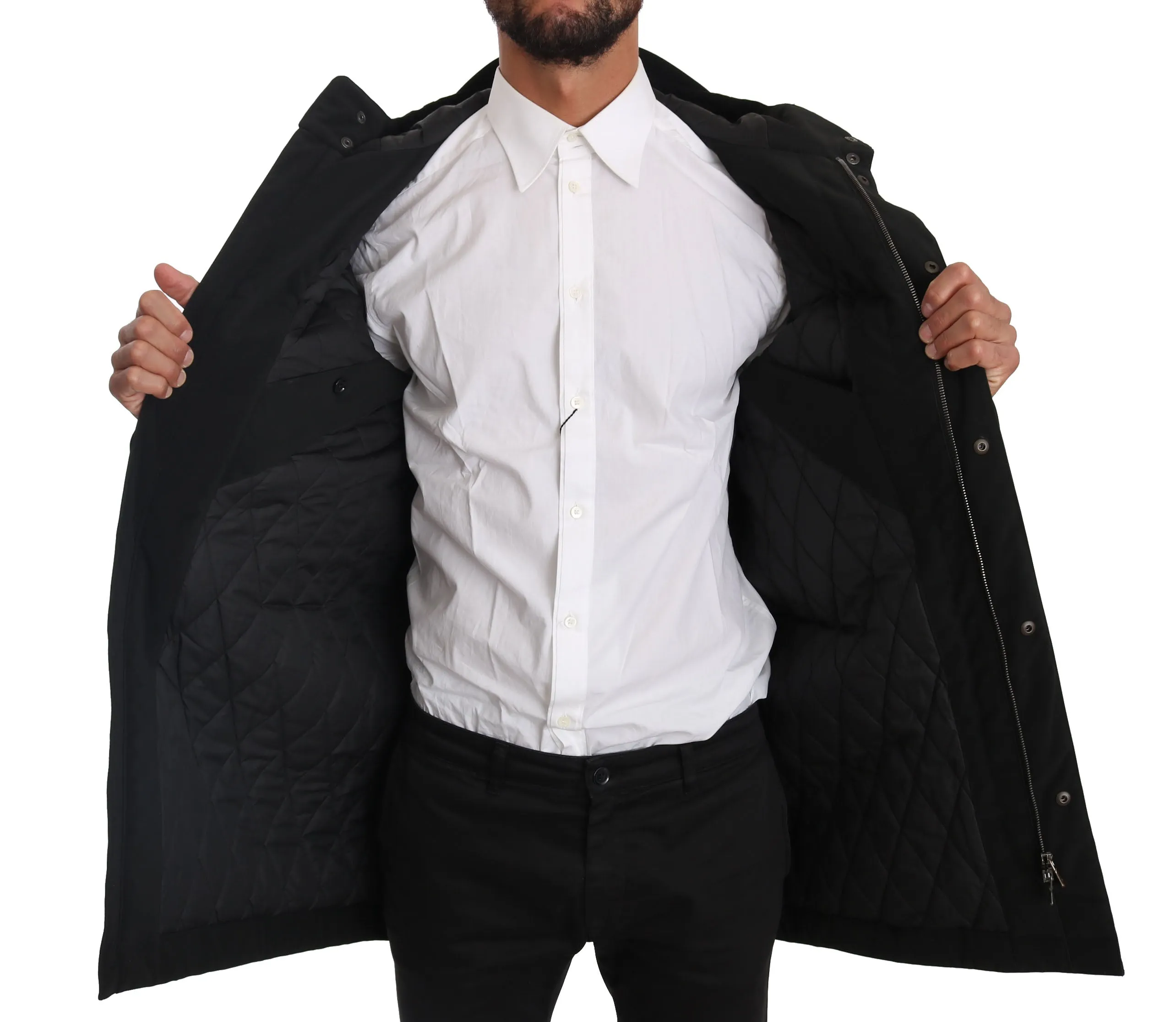 Solid Black Logo Hooded coat