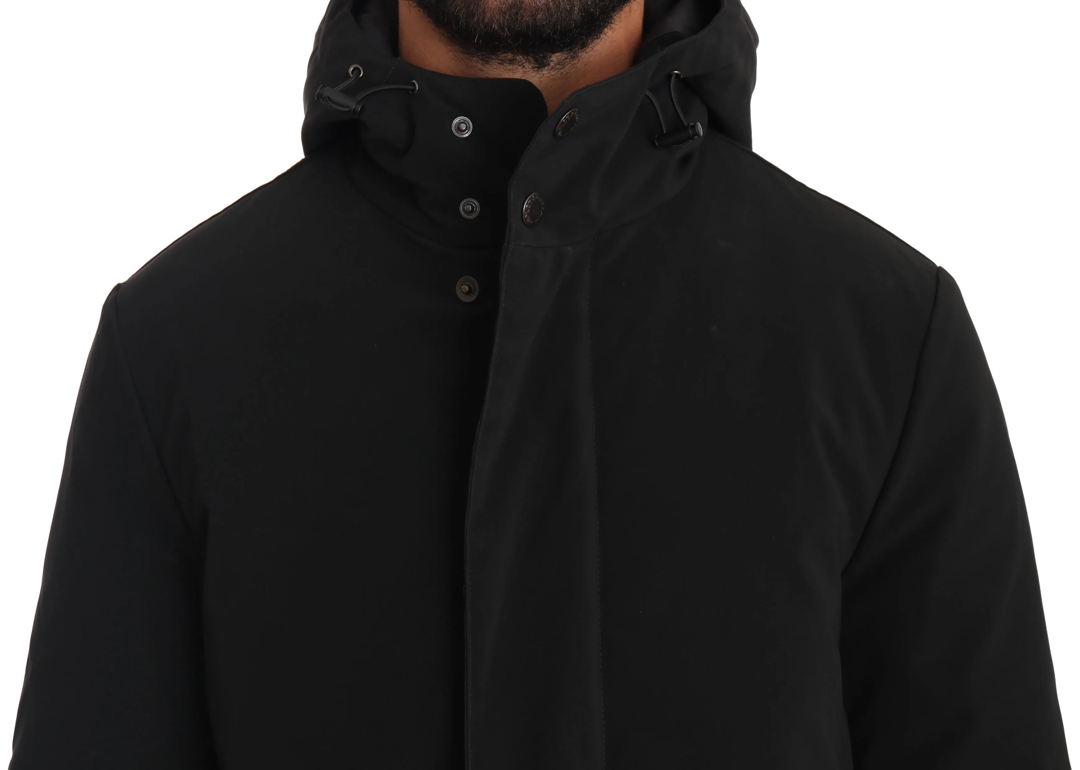 Solid Black Logo Hooded coat