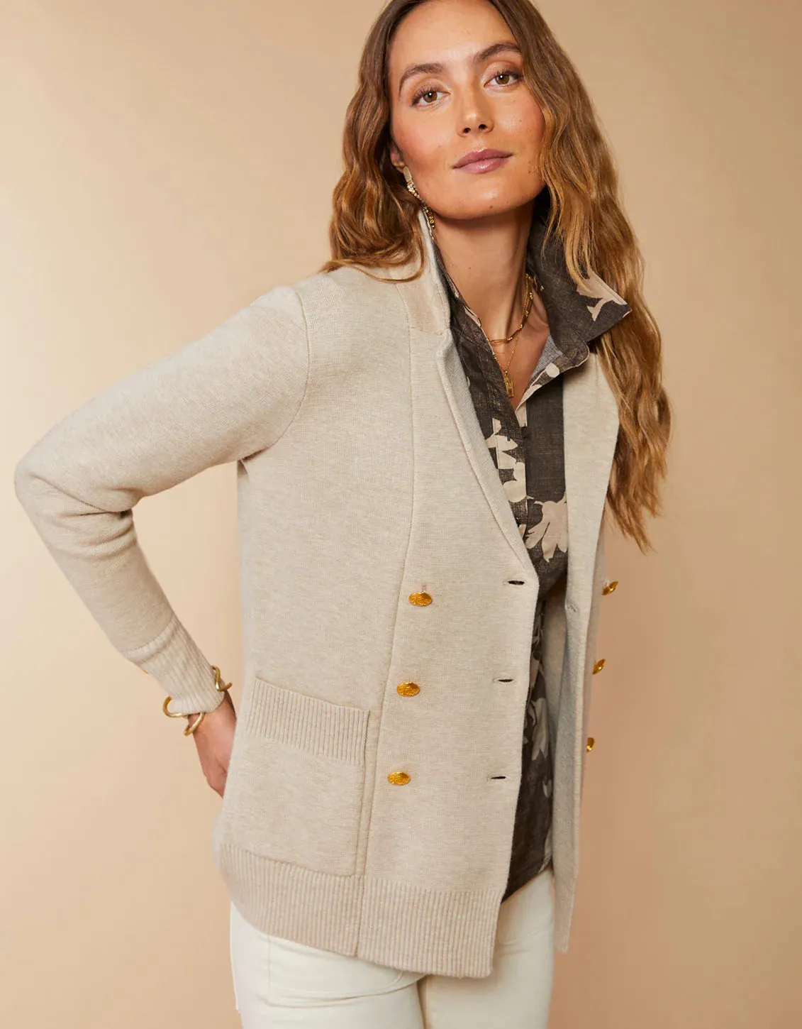 Spartina 449 Cybil Sweater Blazer Oatmeal Heather - FINAL SALE